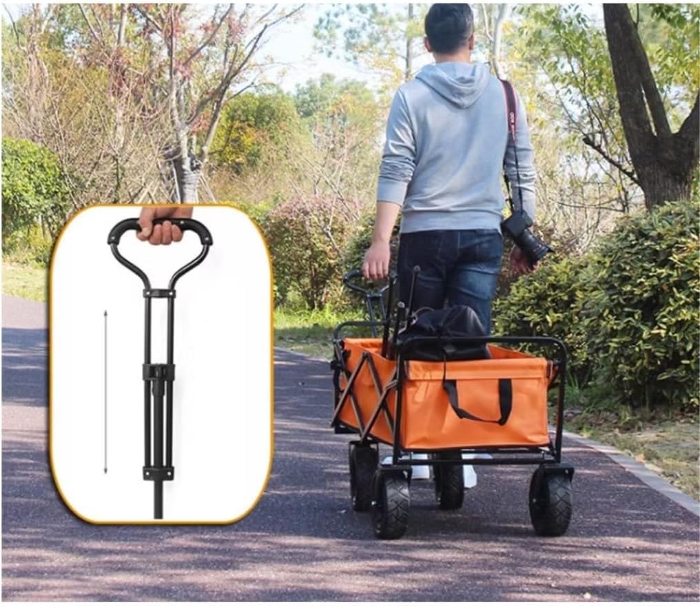 Foldable Garden Cart with 4 Wheels, Heavy-Duty Beach Utility Trolley for Camping, Outdoor Cargo Transport, Portable Garden Trailer (B)