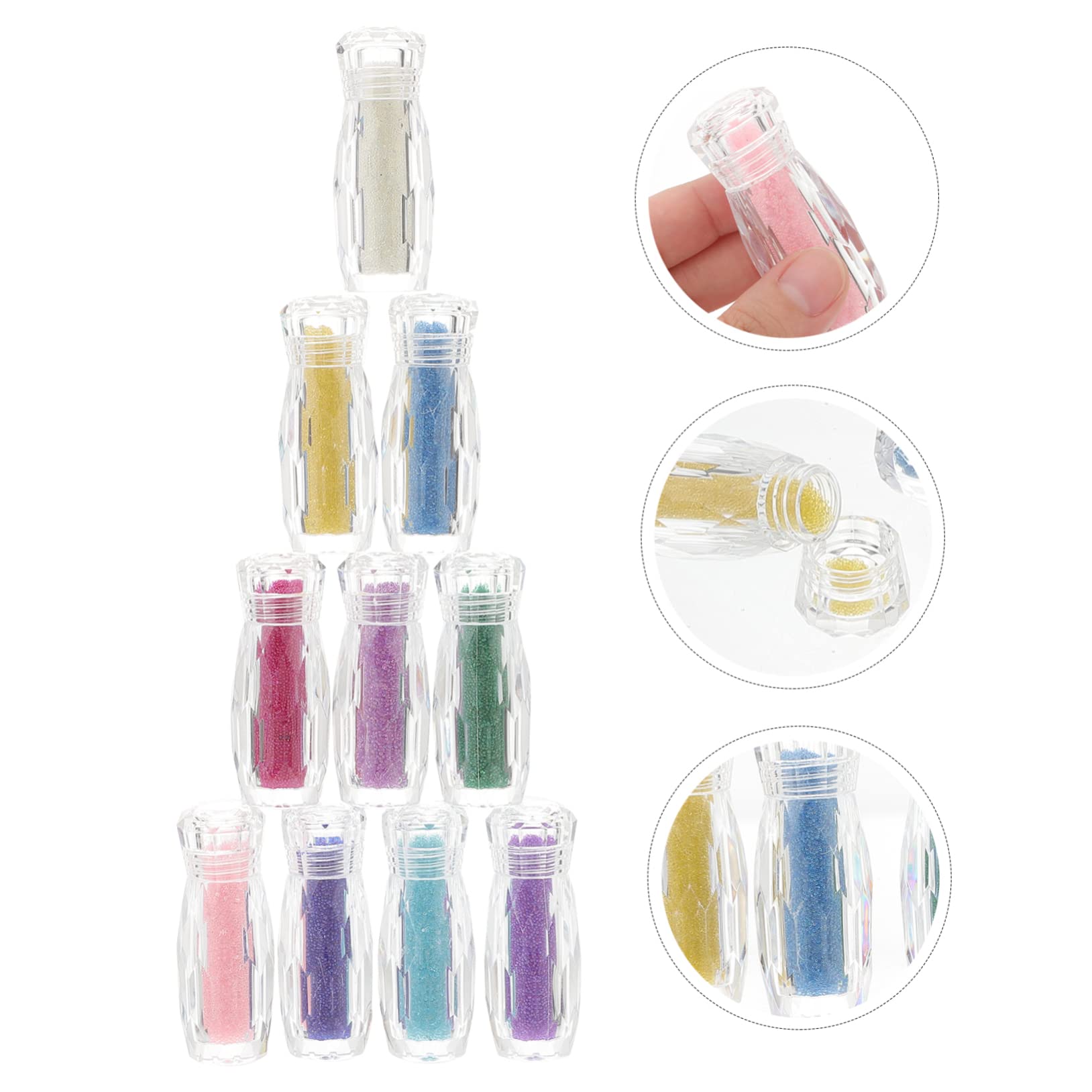 Cuentas de Caviar para Uñas de Vidrio 10 Botellas Microperlas