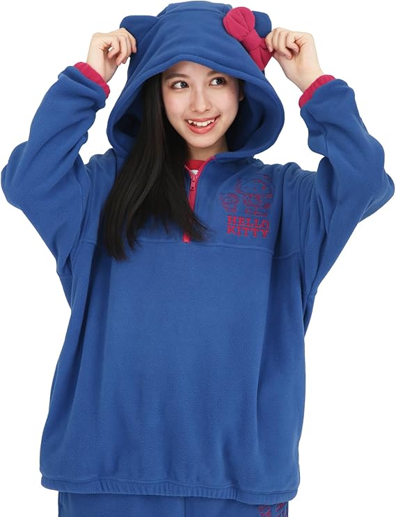 ハローキティ　コラボ　フリース　ボア　ジャケット M 水色　新品 Amazon | [SAZAC] ハローキティ ハーフジップパーカー フリース