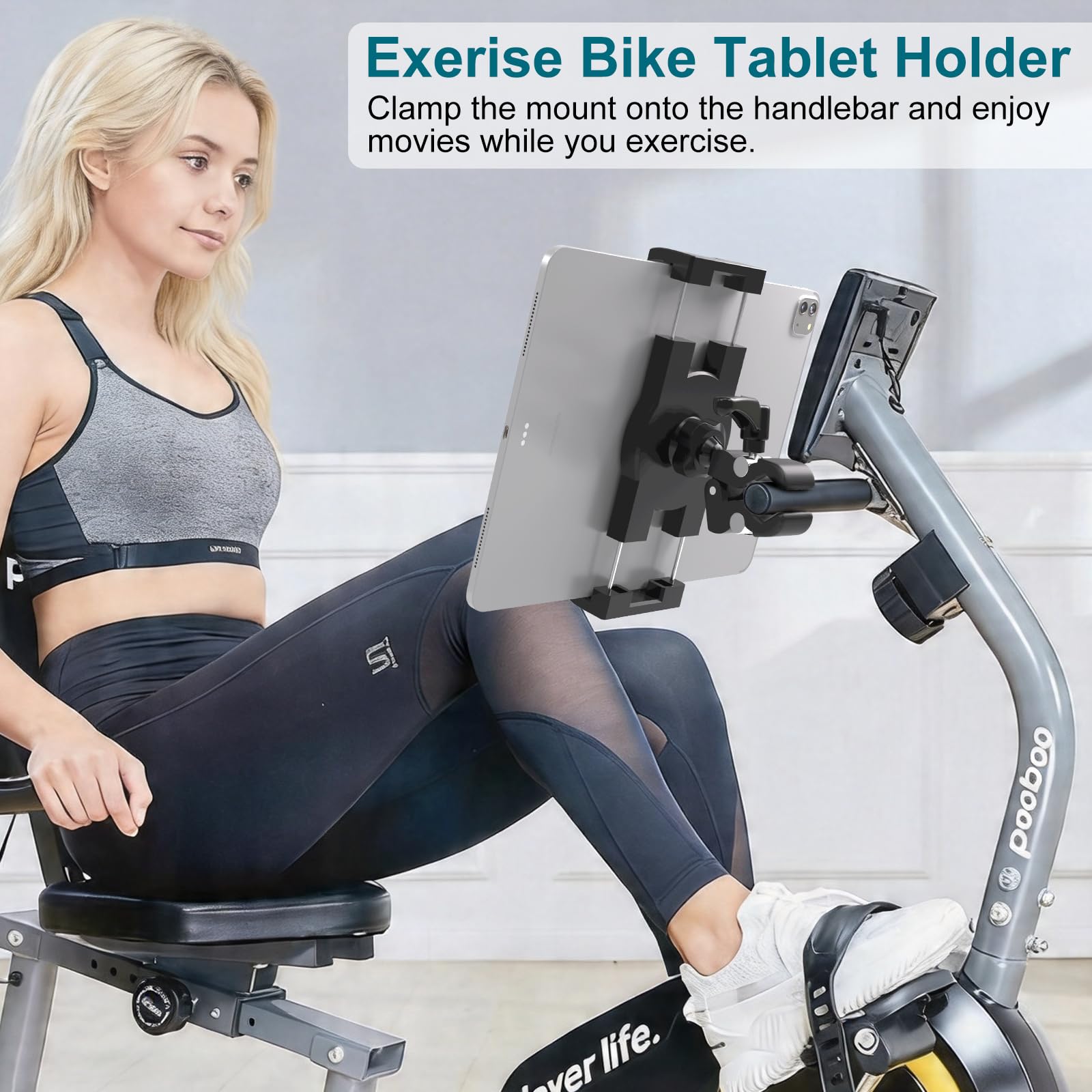 Mippko Support de tablette pour barre de bateau, support de guidon de bateau, pince rotative à 360°, support en alliage d'aluminium antidérapant, compatible avec iPad/Nexus/LG G/liseuse/iPhone de 4,7