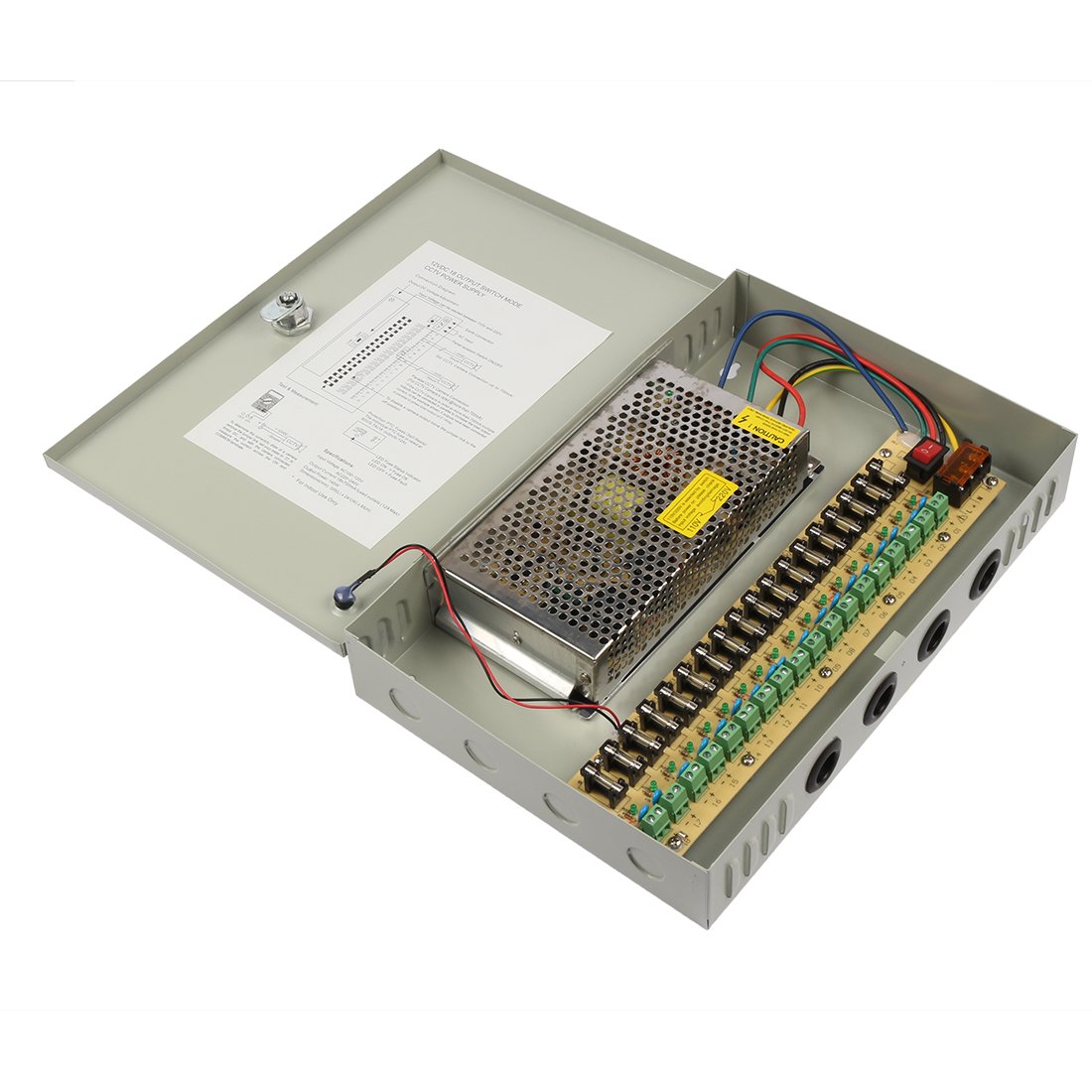 Aexit DC 12V 10A 120W 18-kanałowy port wyjściowy CCTV Rozproszony zasilacz Blokada klucza do kamery bezpieczeństwa(CC 12V 10A 120W 18 canaux Sortie CCTV Distribué Alimentation Bloc À Pour Caméra De Sé
