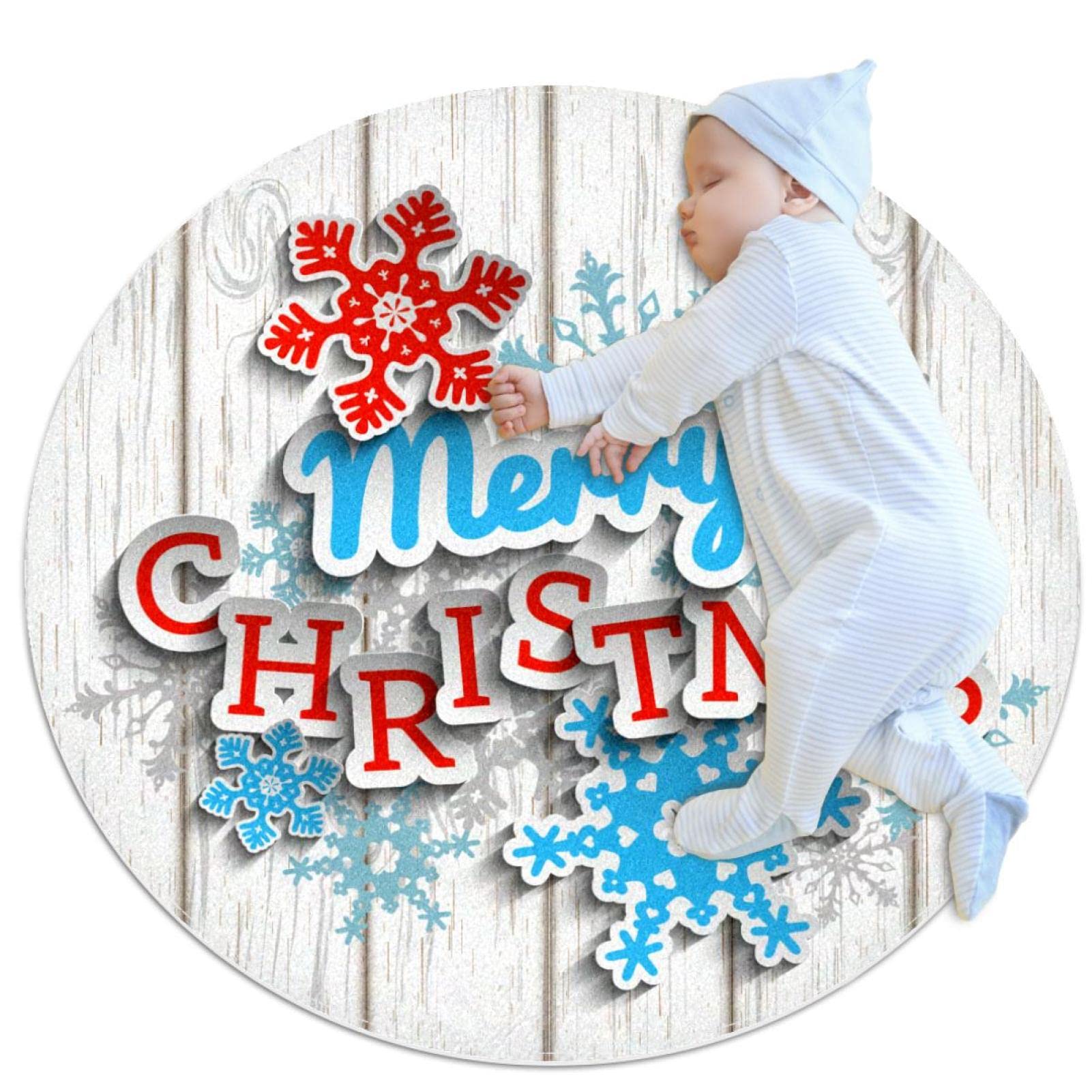 Tapis rond Joyeux Noël antidérapant pour protéger les sols froids