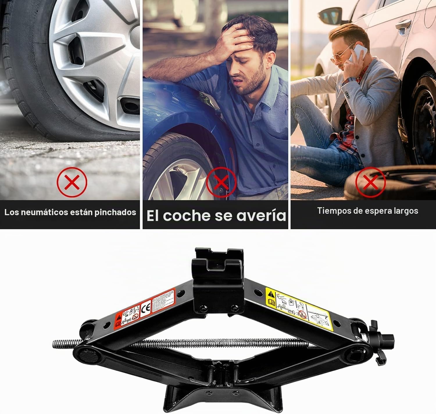 Max - Gato hidráulico de 2.5T con manivela de mano, múltiples accesorios, gato de tijera para autos/SUV/MPV Max 2.5T