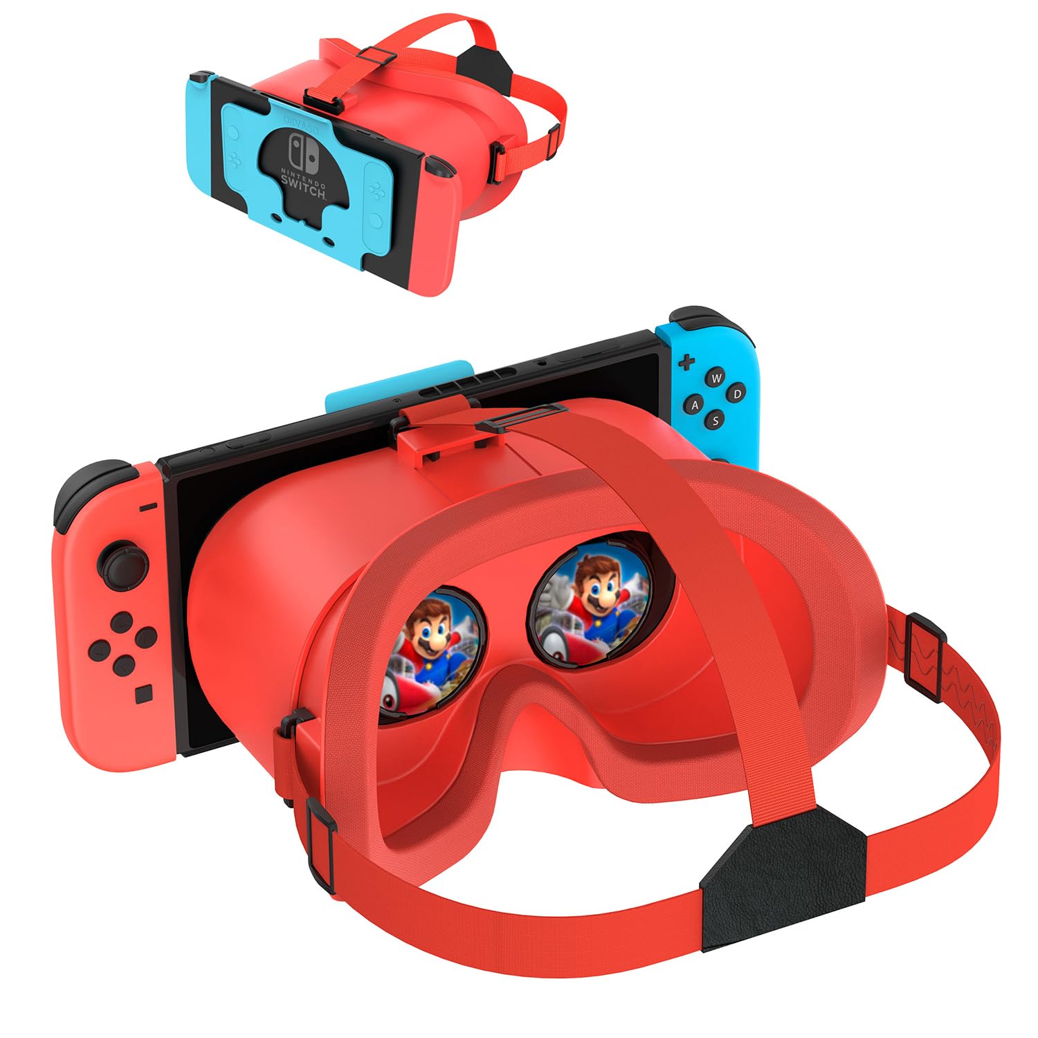 Auriculares de Realidad Virtual para Nintendo Switch OLED y Switch, Lentes HD Ajustables y Diadema, cómodas Gafas 3D para Zelda, Mario Odyssey, Smash Bros VR Gaming (Rojo)