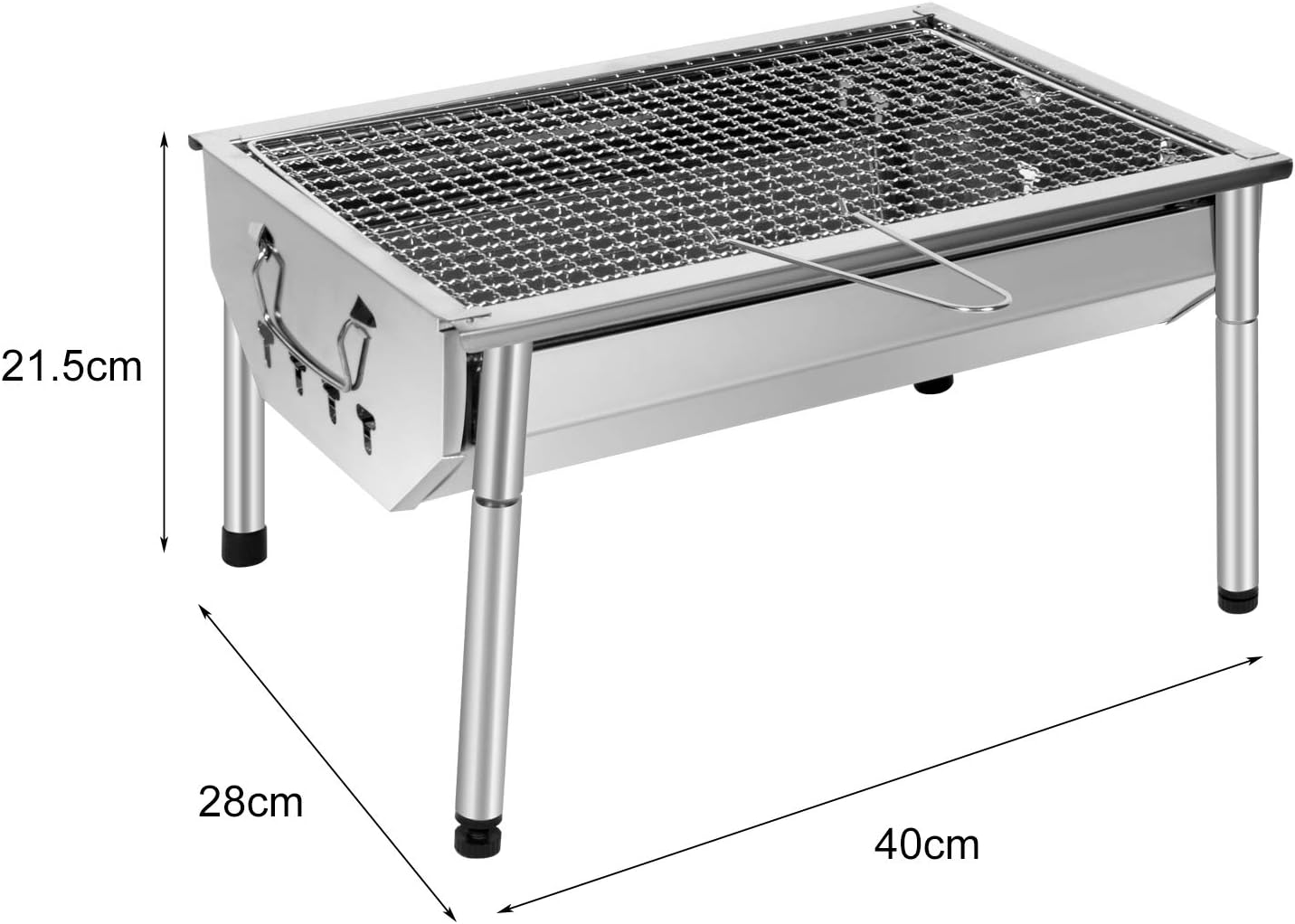 SunJas Barbecue a carbone in acciaio inox regolabile barbecue smontabile in acciaio portatile barbecue esterno griglia su piedi per giardino pic-nic, campeggio