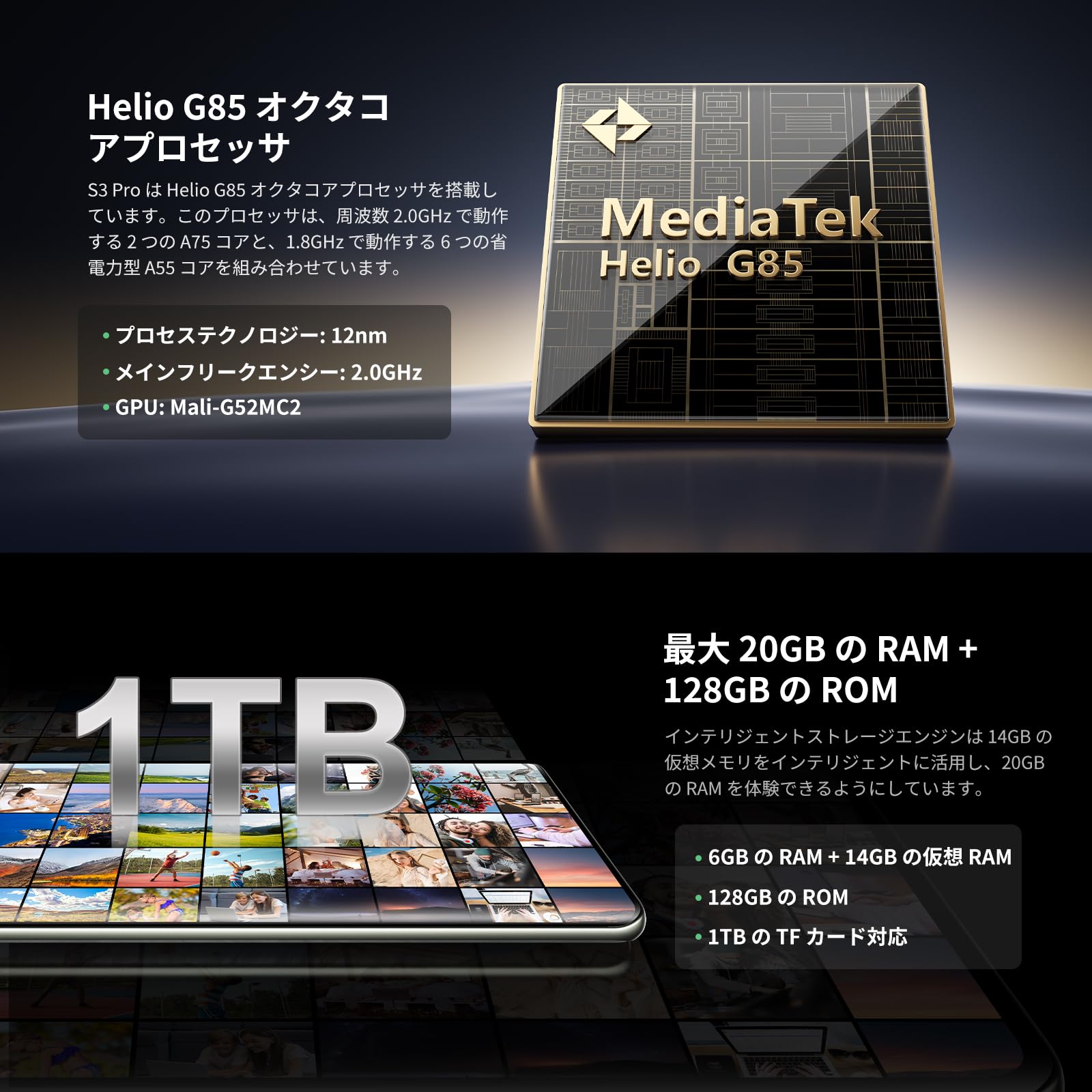 Amazon | FOSSiBOT S3 Pro SIMフリー スマホ 本体 20GB+128GB/1TB拡張 