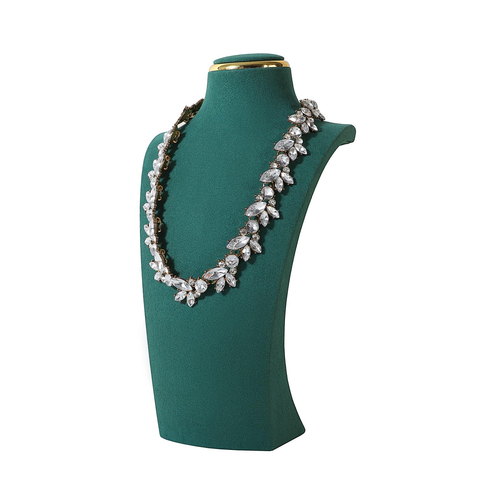 GemeShou Green necklace display stands for selling, Velvet necklace storage organizer, Necklace mannequin jewelry bust holder for boutique store【Green-Medium height 26 cm】