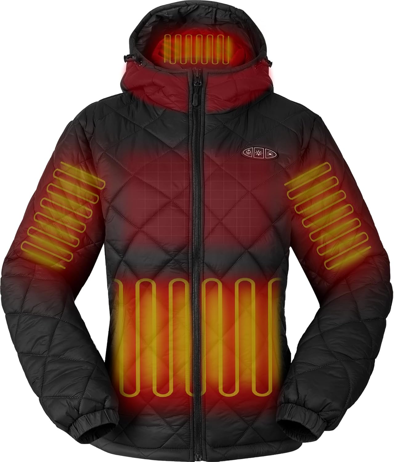 Women's heated jacket with hood and battery
