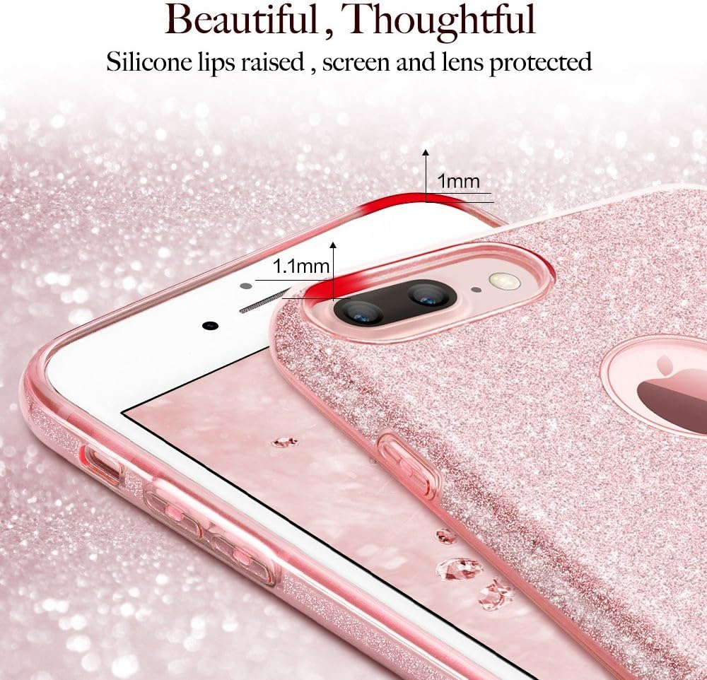 ESR iPhone 7 Plus Case, Luxury Glitter Sparkle Bling Designer Case [Slim Fit, Hard Back Cover] Shinning Fashion Style for 2016 Apple iPhone 7 Plus 5.5" (Rose Gold)