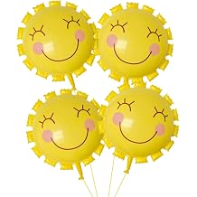 4Pcs Sun Balloons, 22 Inch Yellow Smile Face Sunshine Balloons