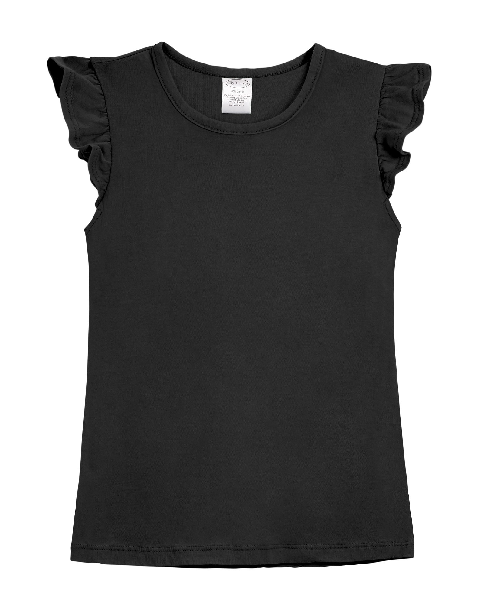 City Threads Girls Cotton Short Flutter Sleeve Ruffle Shirt