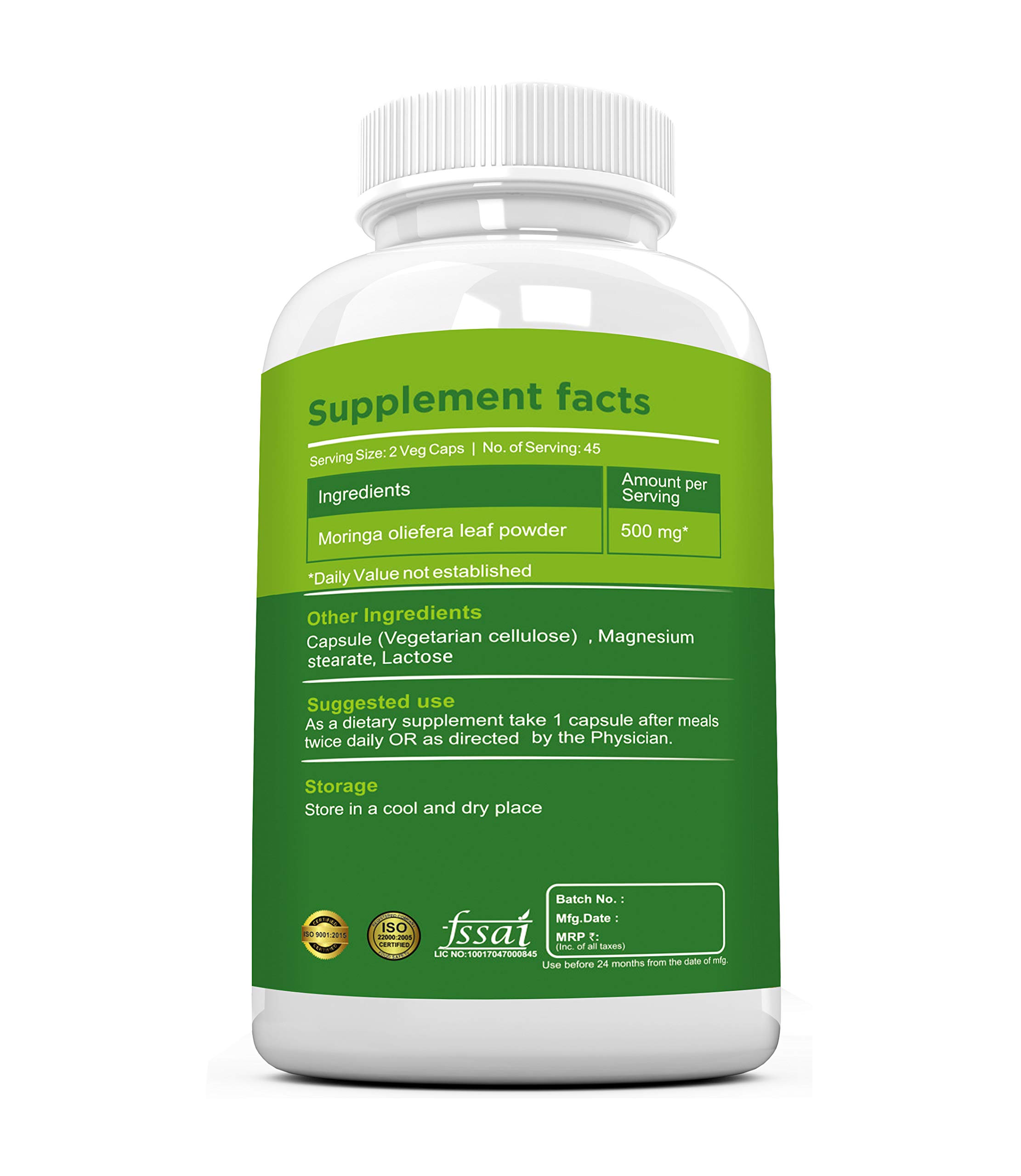RAMINI BIONUTRITION MORINGA - 500 mg 90 VEG CAPSULES - Image 4 thumbnail