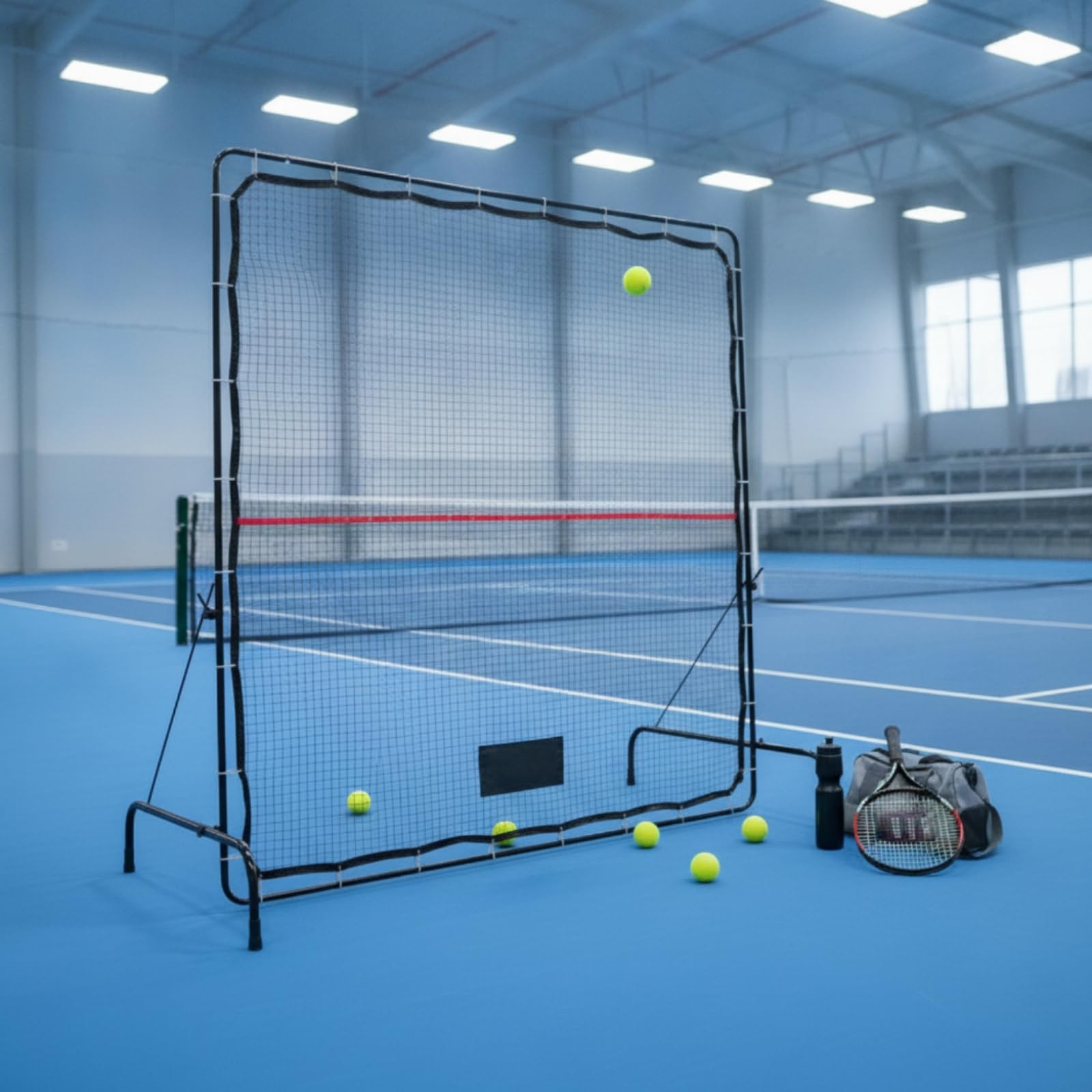 Generic Rete da Pratica Tennis con Ritorno Personalizzabile per Allenamento Solitario con Bersagli Rossi Sulla Maglia con Telaio Robusti in Ferro atta per Uso Domestico E Club