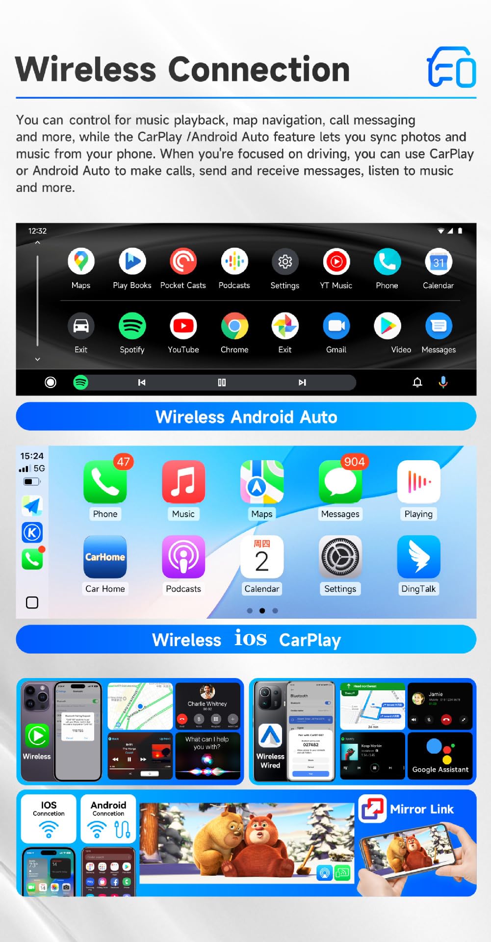 CarPlay Android Auto per B-enz ML GL GLE GLS W166 X166 2015-2019 Stereo