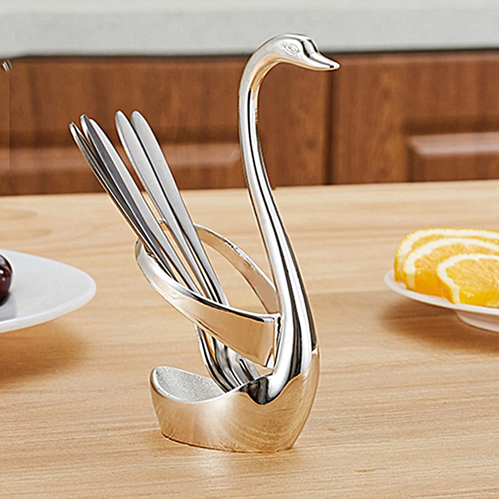 Amazon.co.jp: 白鳥型キッチンカトラリーホルダー, スワンスプーン