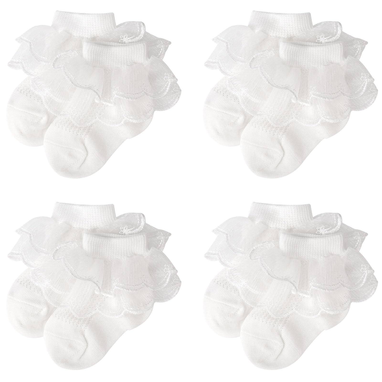 DRESHOW Infant Lace Bow Socks baby Frilly Lace Socks Newborn Toddlers Girls Socks Ankle Dress Sock