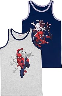 Marvel Spider-Man - Camiseta interior para niños, color gris y azul (2 unidades)