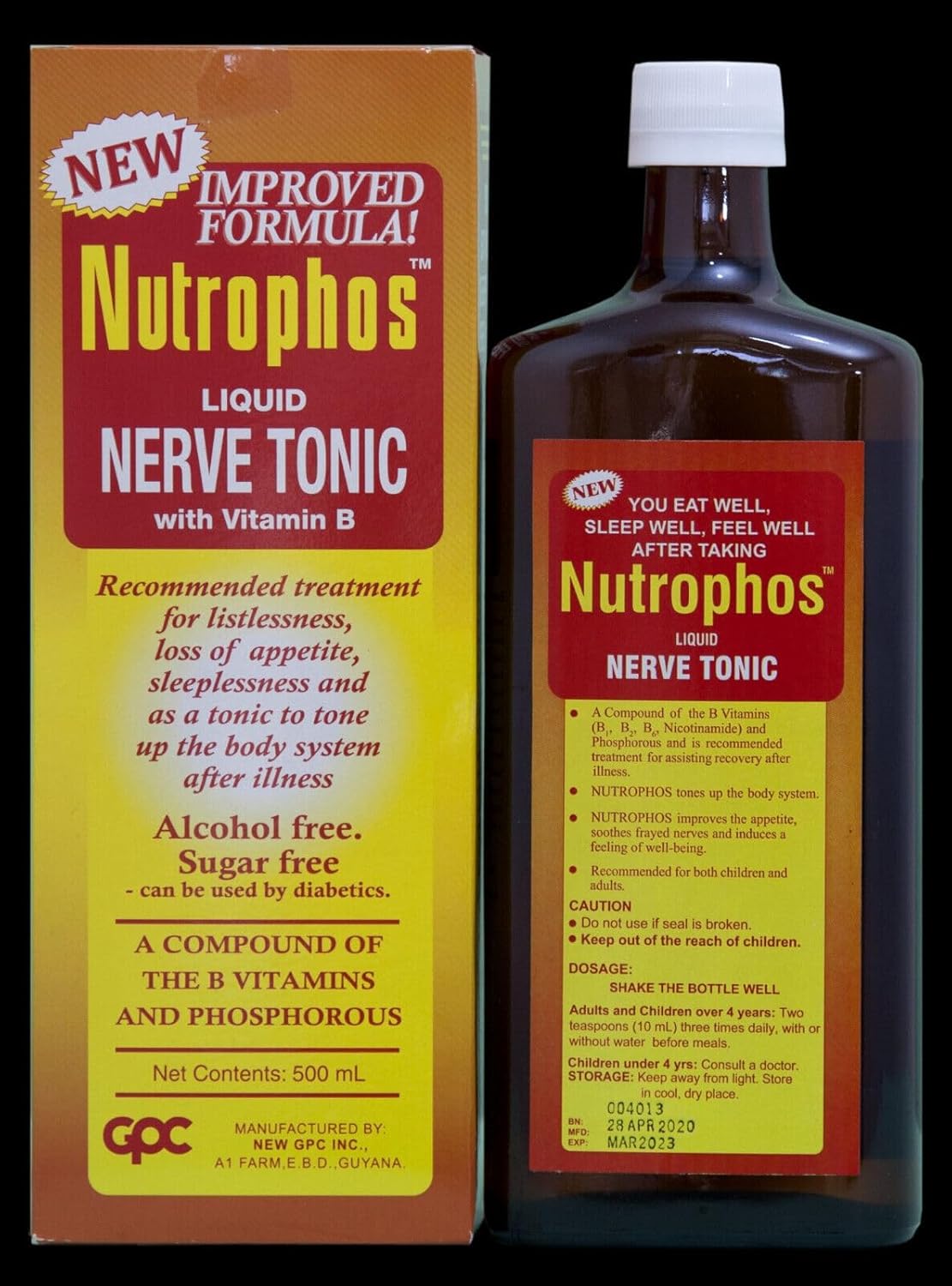 NUTROPHOS Liquid Nerve Tonic with Vitamin B 16.9oz/500ml