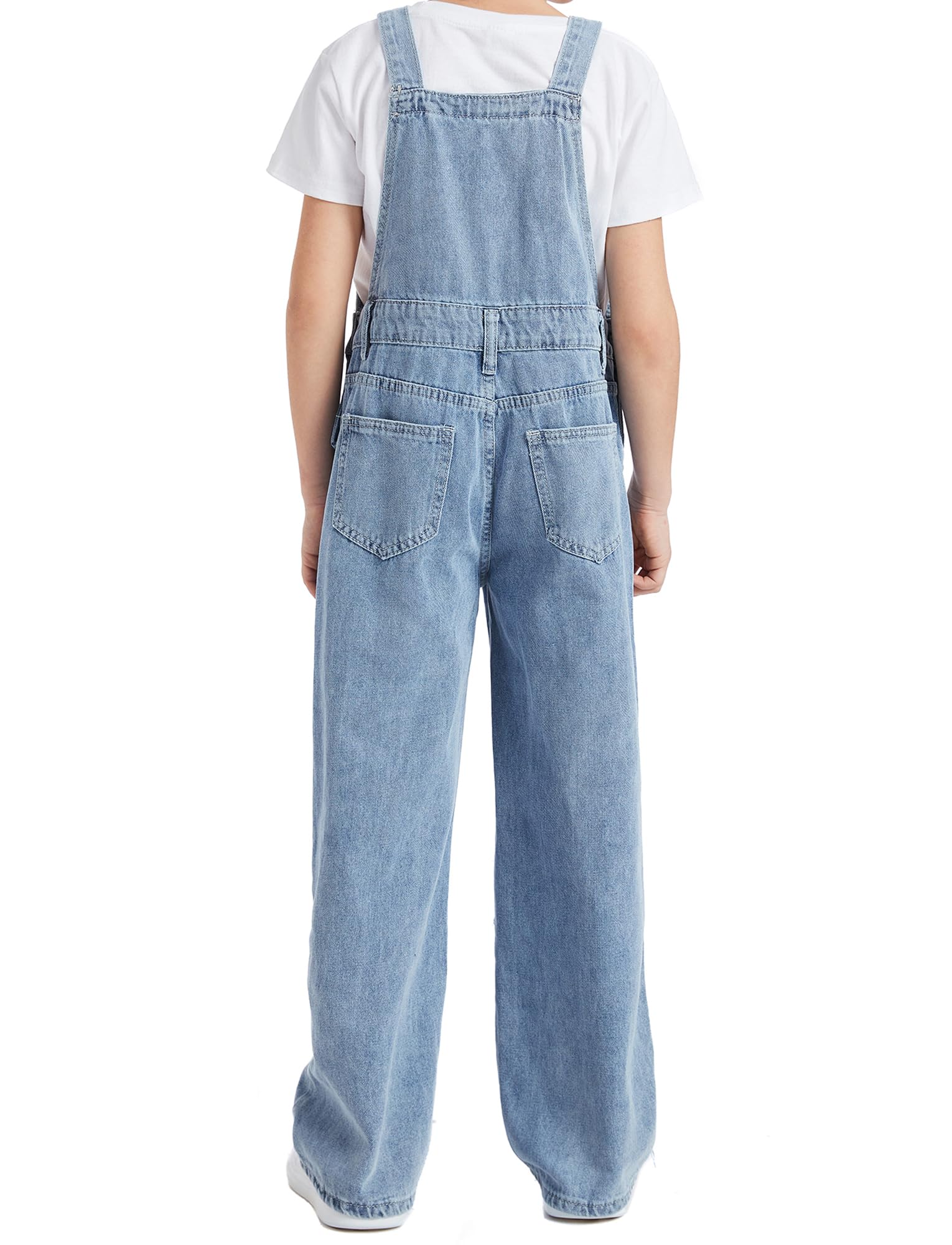 Maeau Latzhose Denim für Kinder Mädchen 7-12 Jahre Jeans mit Weitem Bein Mode Jumpsuit Baggy Gerades Bein Overall Loose Fit Jeanshose Elastischer Bund Komfortabel Weich