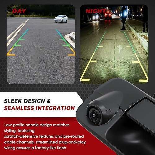 Miniatura 3 de Reemplazo de cámara de respaldo compatible con Tundra 2007-2013 con mango de puerta trasera con lente gran angular para instalación Plug & Play,