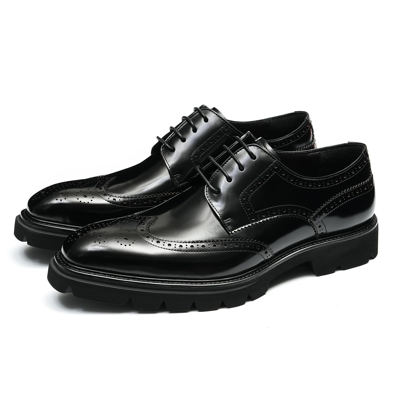 Brogues en Cuir pour Hommes Chaussures de Ville Derbys Affaires Décontractées Chaussures Habillées Formelles Bureau Mariage
