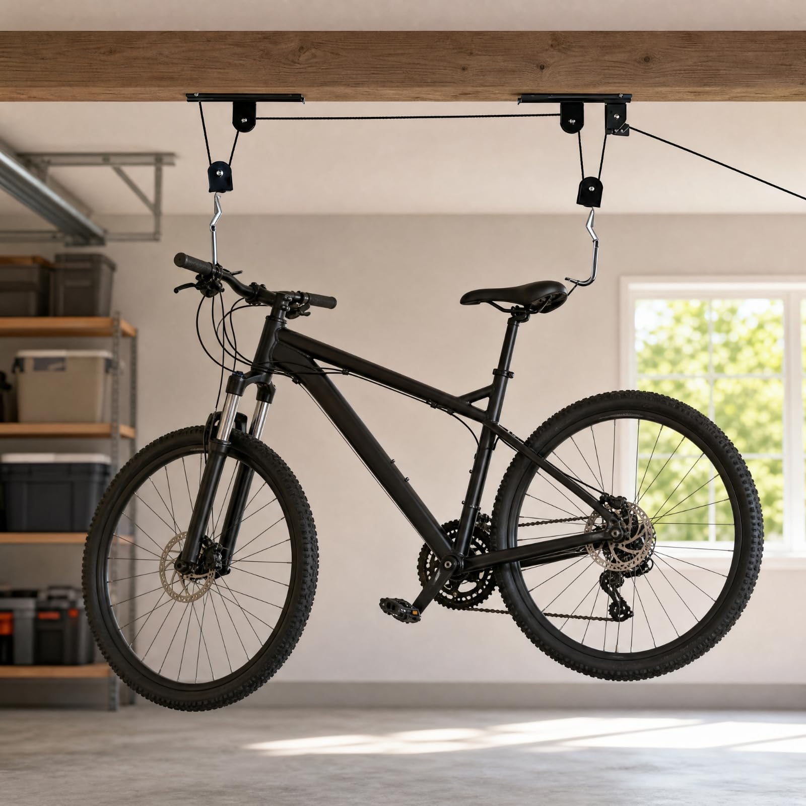 Amagogo Rack Bicicleta Montado en Pared con Poleas Elevador Bicicleta con Cuerda 15 M Resisn Portabicicletas para Garaje