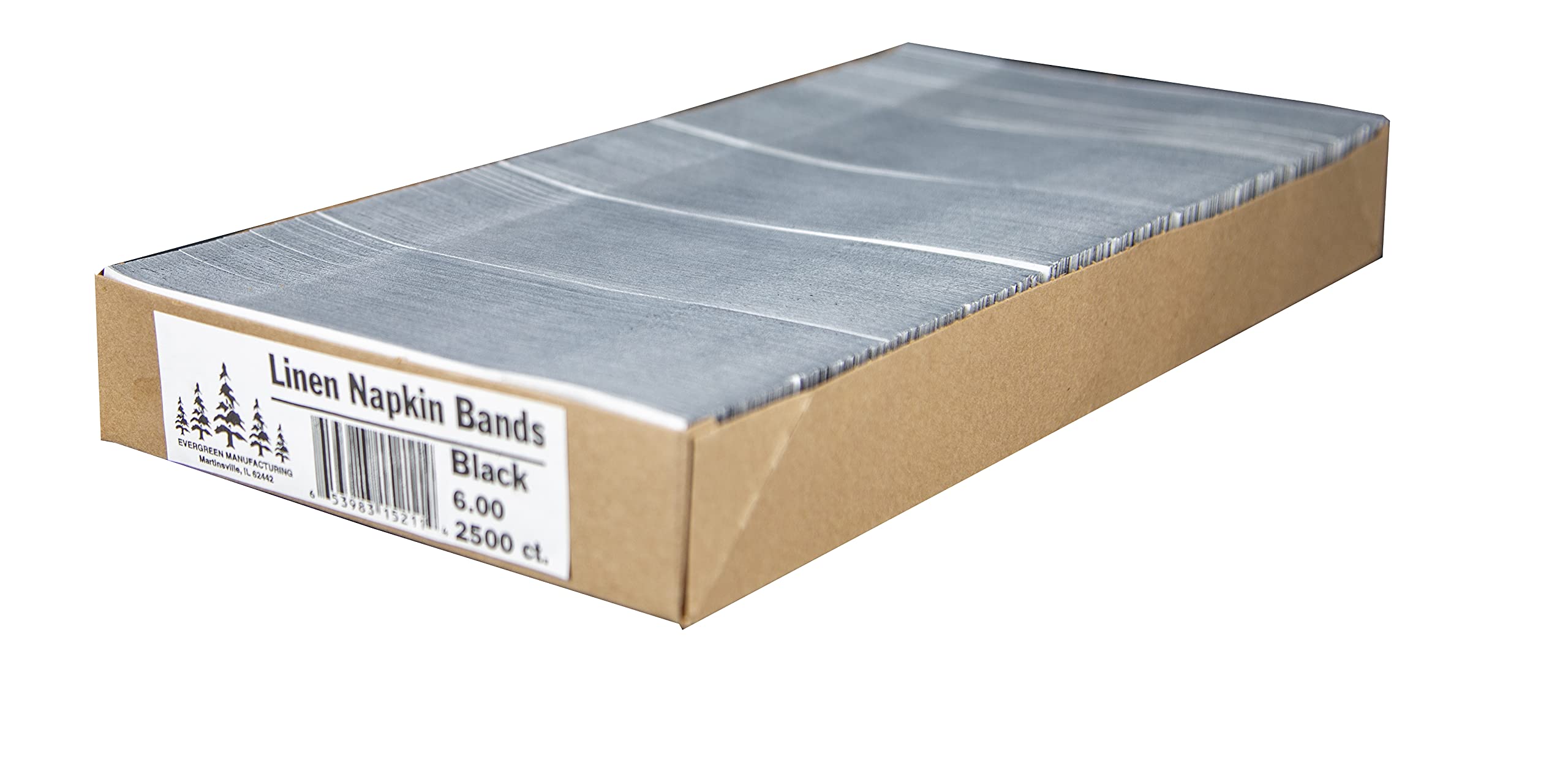 Evergreen Manufacturing N9S305 Paper Napkin Standard Band, 4-1/4"" Length x 1-1/2"" Width, 0.004"" Thick, Black (Box of 2500)"