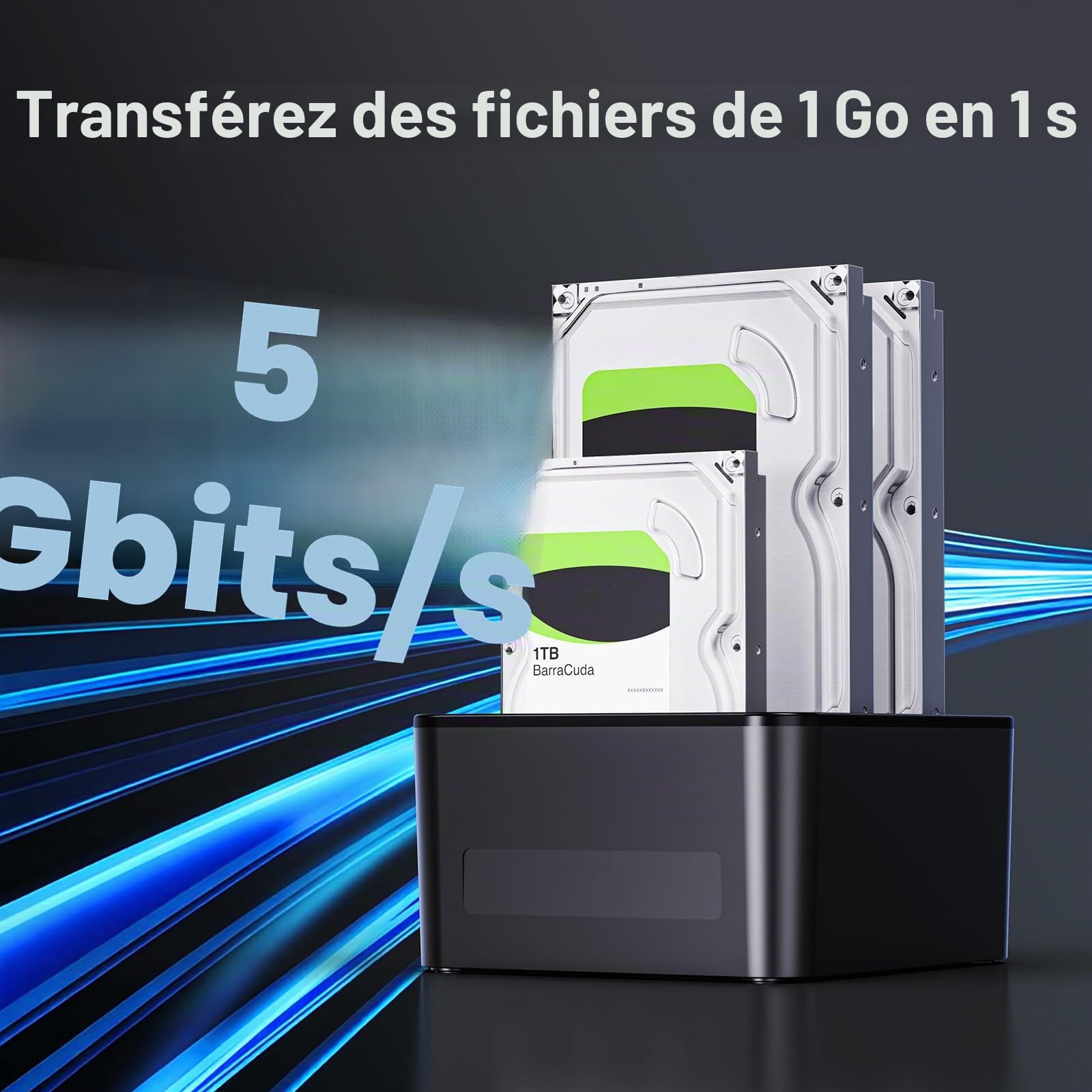 CENMATE Station d'accueil pour Disque Dur, Station d'accueil 3 Baies pour SATA SSD/HDD 2,5/3,5, Câble USB 3.0 A/C, Prise en Charge du Remplacement à Chaud