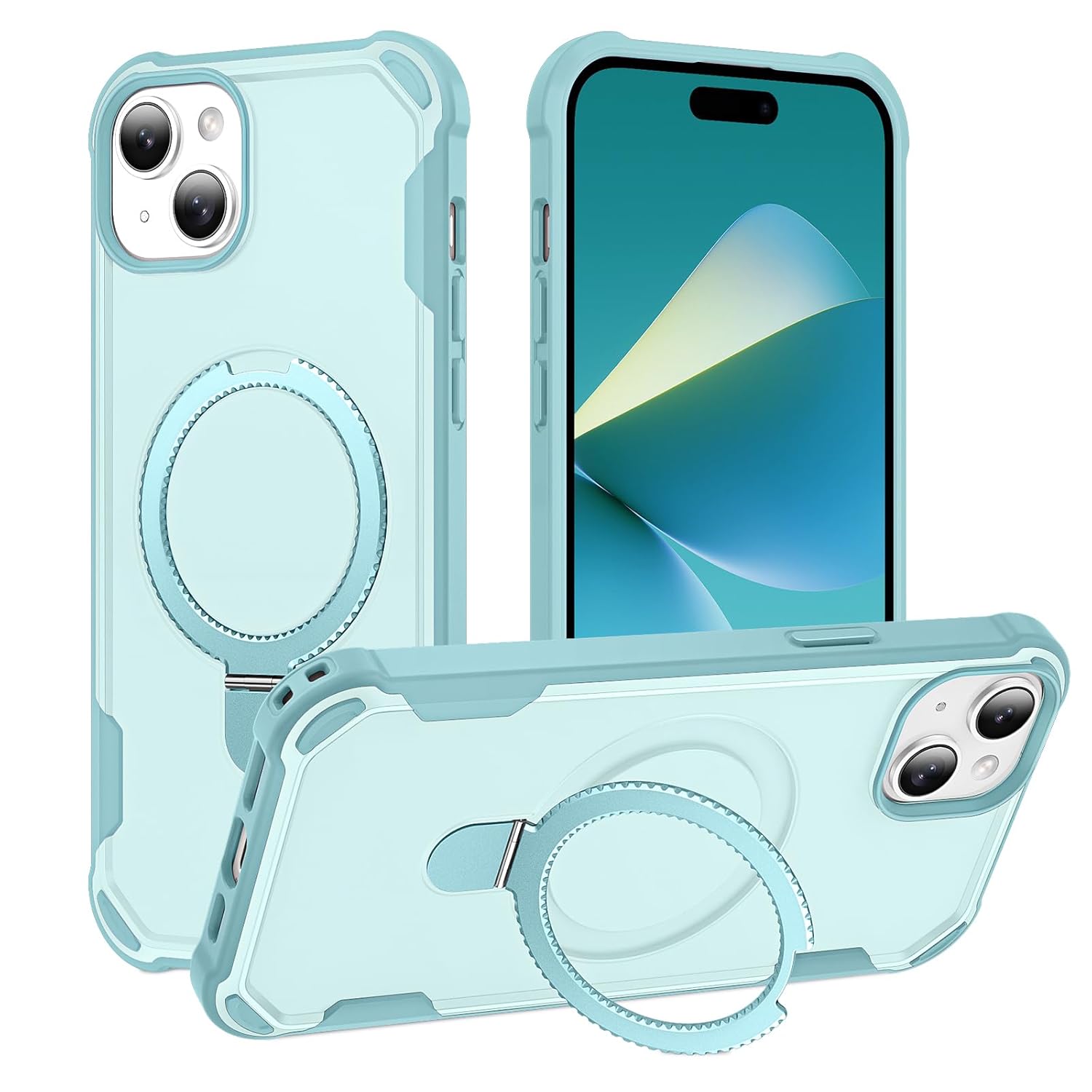 Compatible with iPhone 15 Case with Invisible Magnetic Ring Stand Compatible with Magnetic Military Drop Protection Shockproof Slim