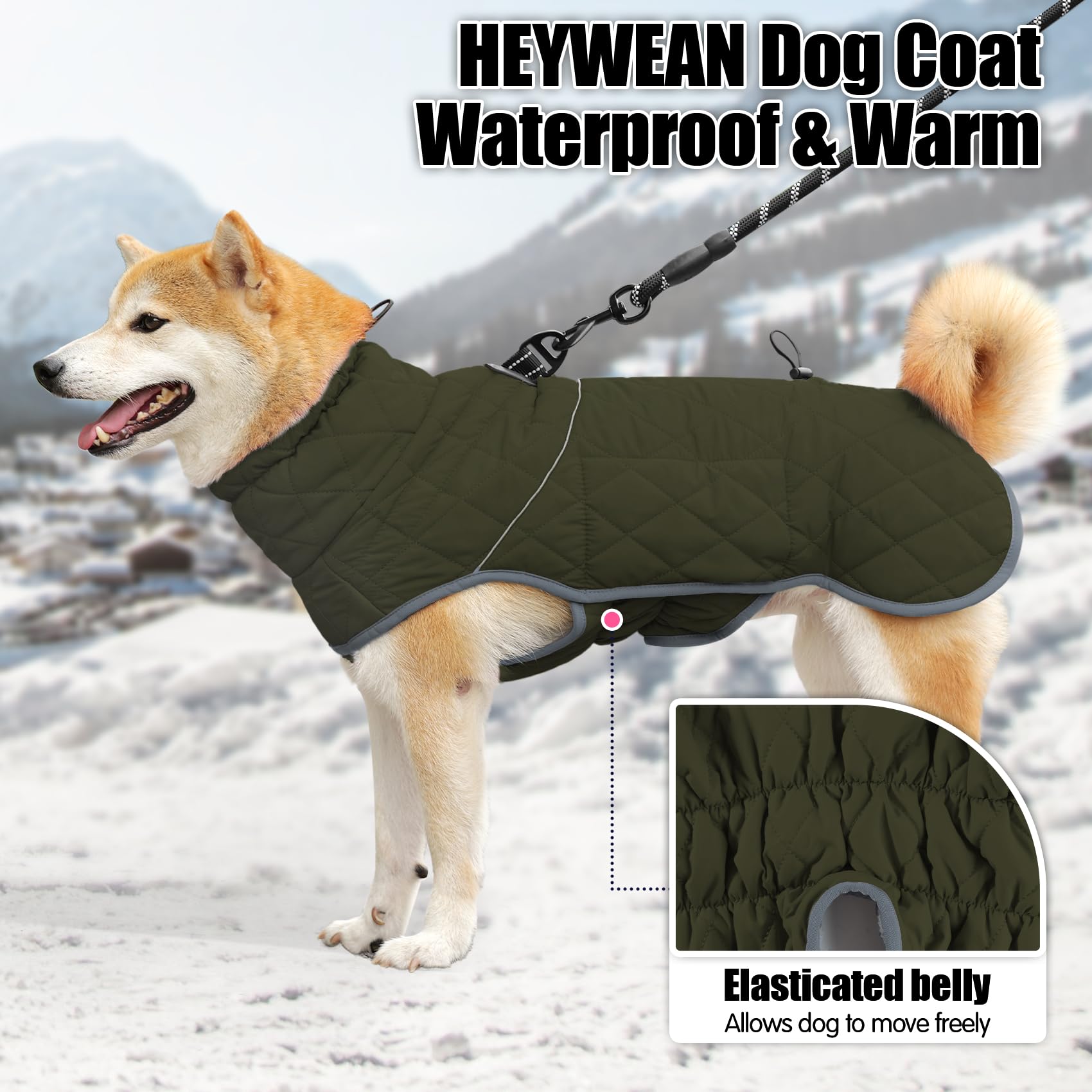 HEYWEAN Caldo cappotto per cani impermeabile Giacca invernale foderata in pile riflettente con D-Ring Cappotti e giubbotti per cani taglia piccola media grande vestiti per cane cappotto cane invernale