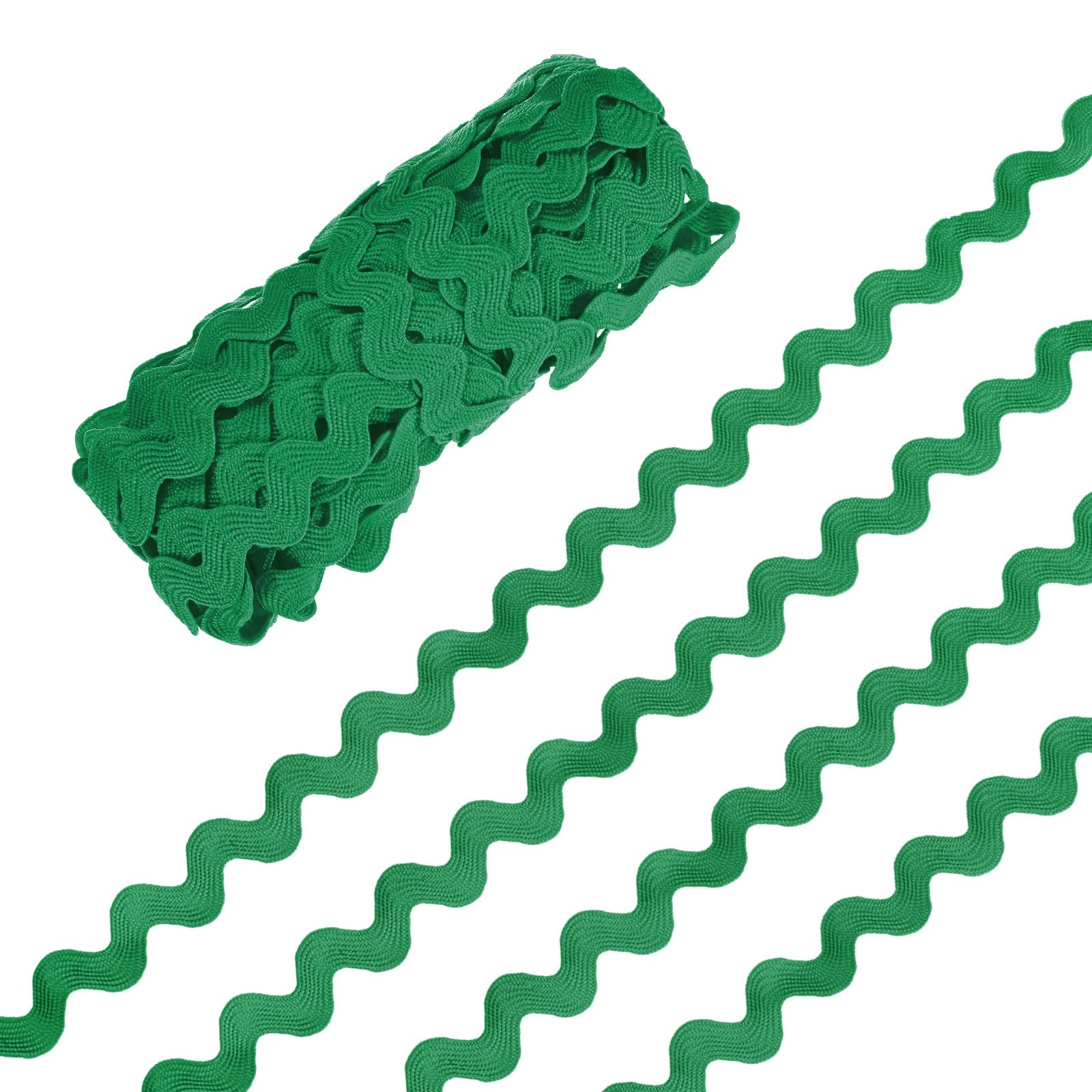 M METERXITY Rick Rack Trim, 10 Yard 10mm / 0.4 Inch Wave Bending Fringe Trimming Ribbon for Sewing/DIY Crafts/Clothes/Decoration, Polyester RIC Rac Trim [Green]