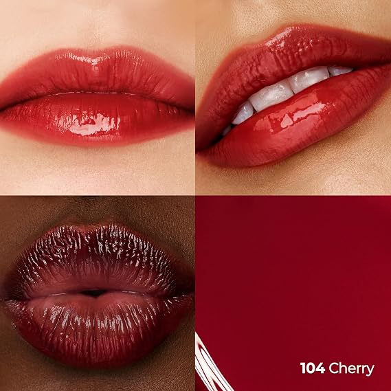 Laka Fruity Glam Tint | Glowing Korean Lip Tint with Hydrating Lightweight Texture | Buildable Color, Non-Sticky High Shine Gloss | K-Beauty Korean Makeup | #104 Cherry, 0.15oz