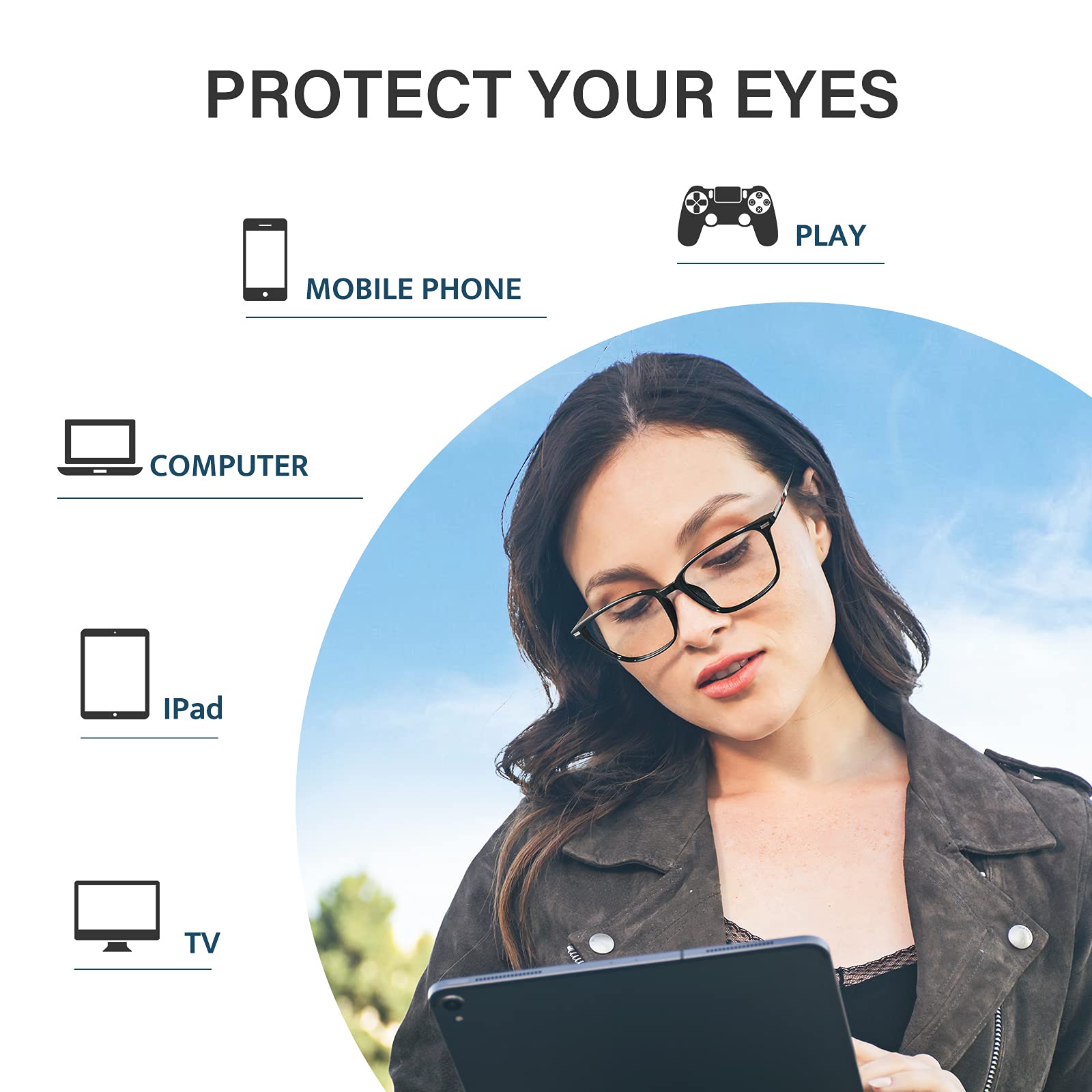 Cyxus Gafas luz azul cuadradas con marco clásico para computadora para hombres y mujeres