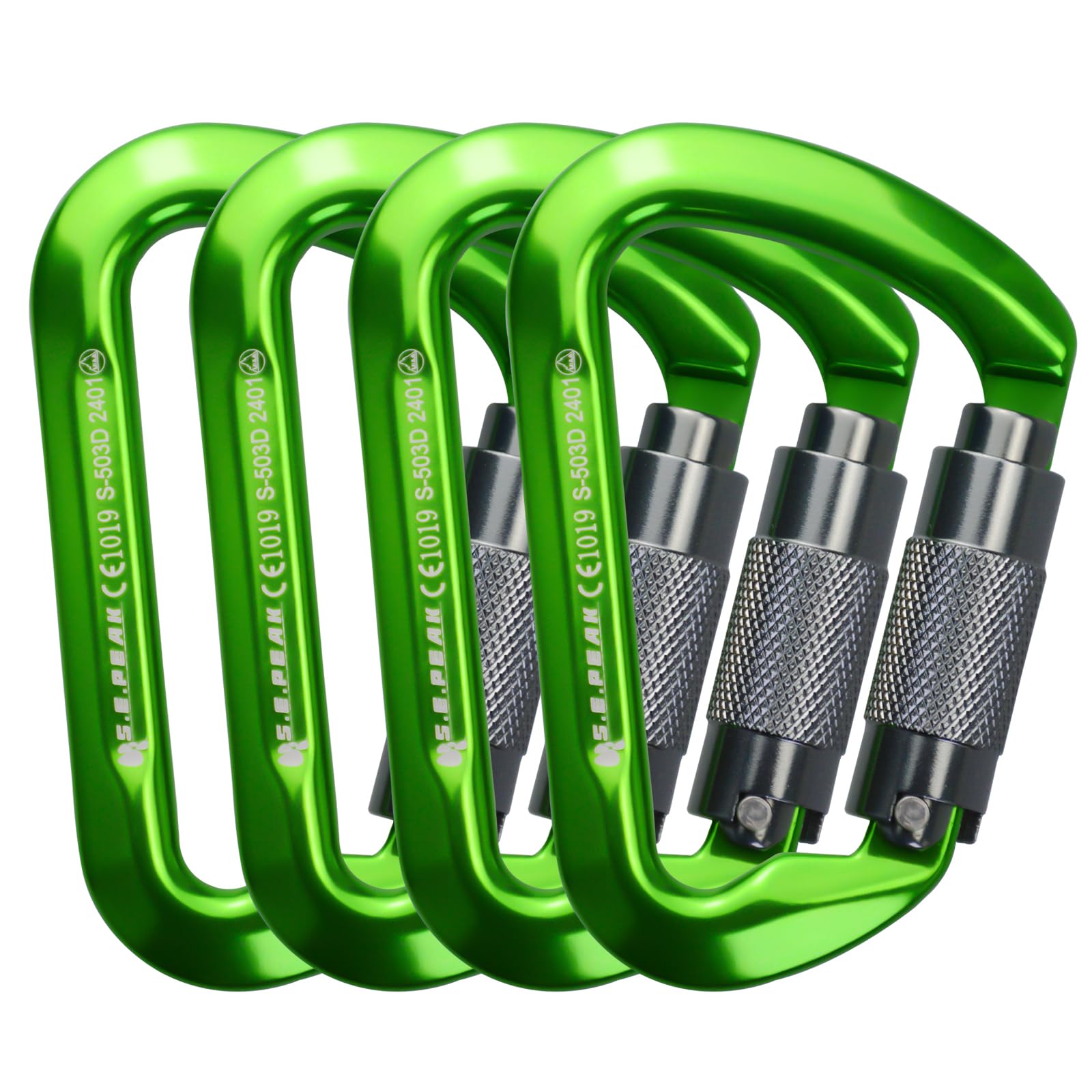 SEPEAK UIAA 30kN Climbing Carabiner Clips, Professional Heavy Duty Twist Locking Carabiners for Climbing,Mountaineering, Rappelling, Camping, Hiking, Swings, Large D Ring Hooks