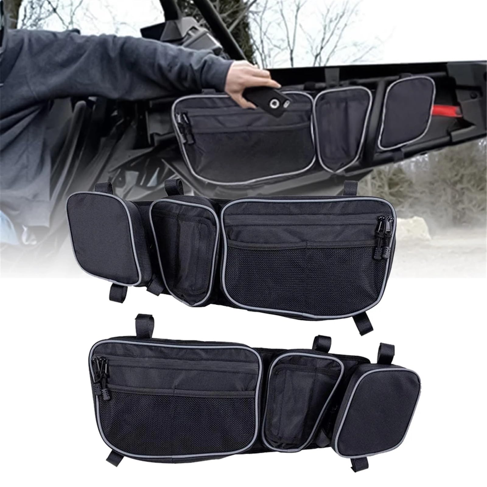 Bolsa Moto para Bolsa Puerta Almacenamiento Lateral Bolsas Puerta Superior Delantera Rodillera Organizador para Can Am para Maverick X3 para XDS para Turbo Bolsa Equipaje Moto
