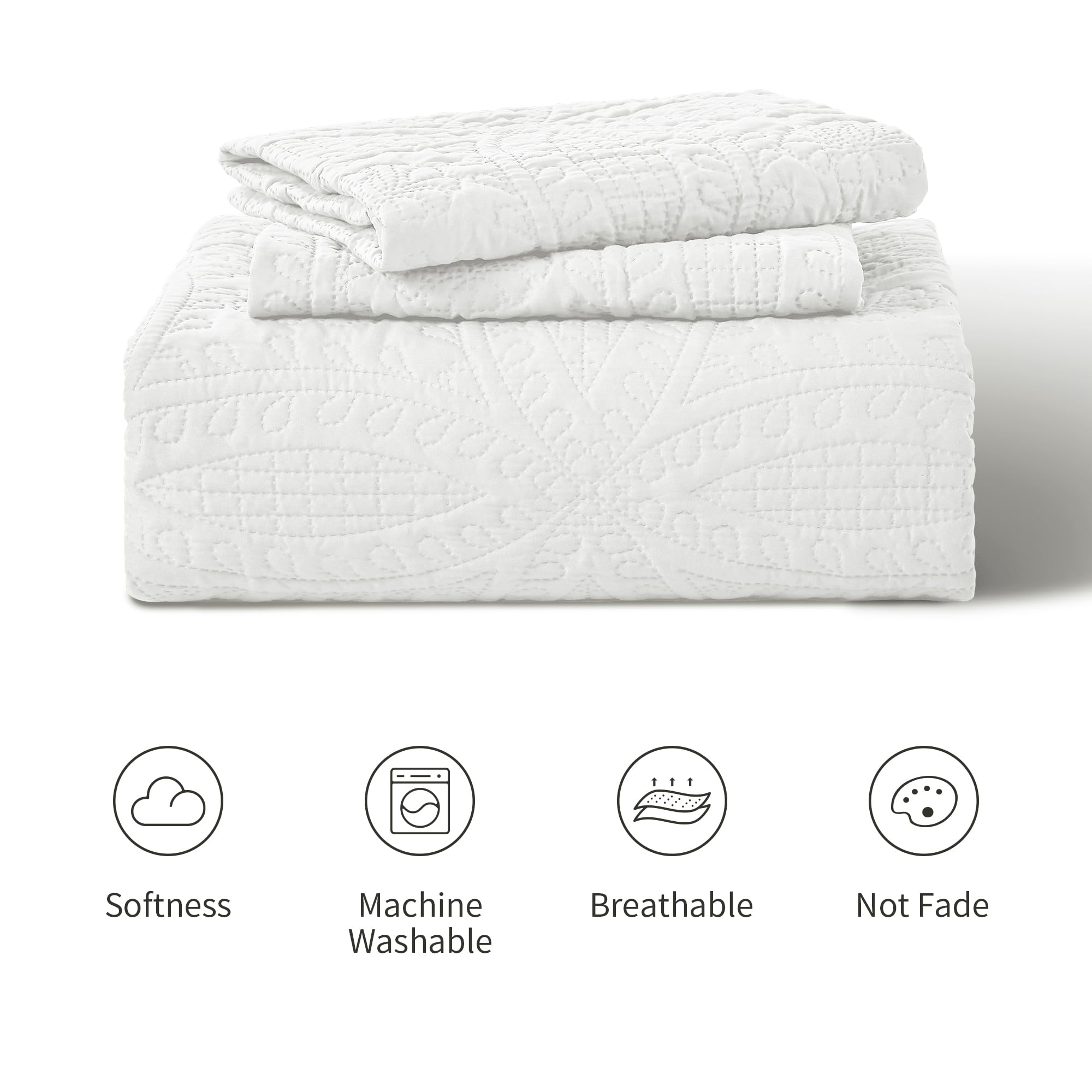 Love's cabin California King Size Quilt Bedding Set White Bedspreads - Cal King Summer Quilt Lightweight Bedspread- Coin Pattern Coverlet for All Season - 3 Piece (1 Quilt, 2 Pillow Shams)