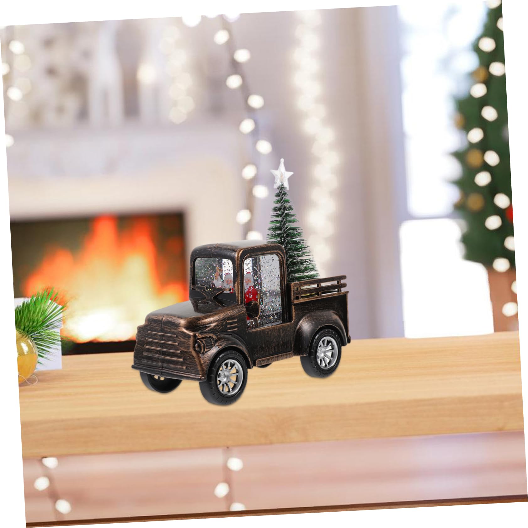 Levemolo Santa Claus Ornaments Mini Christmas Tree Battery Operated Light Christmas Figurines