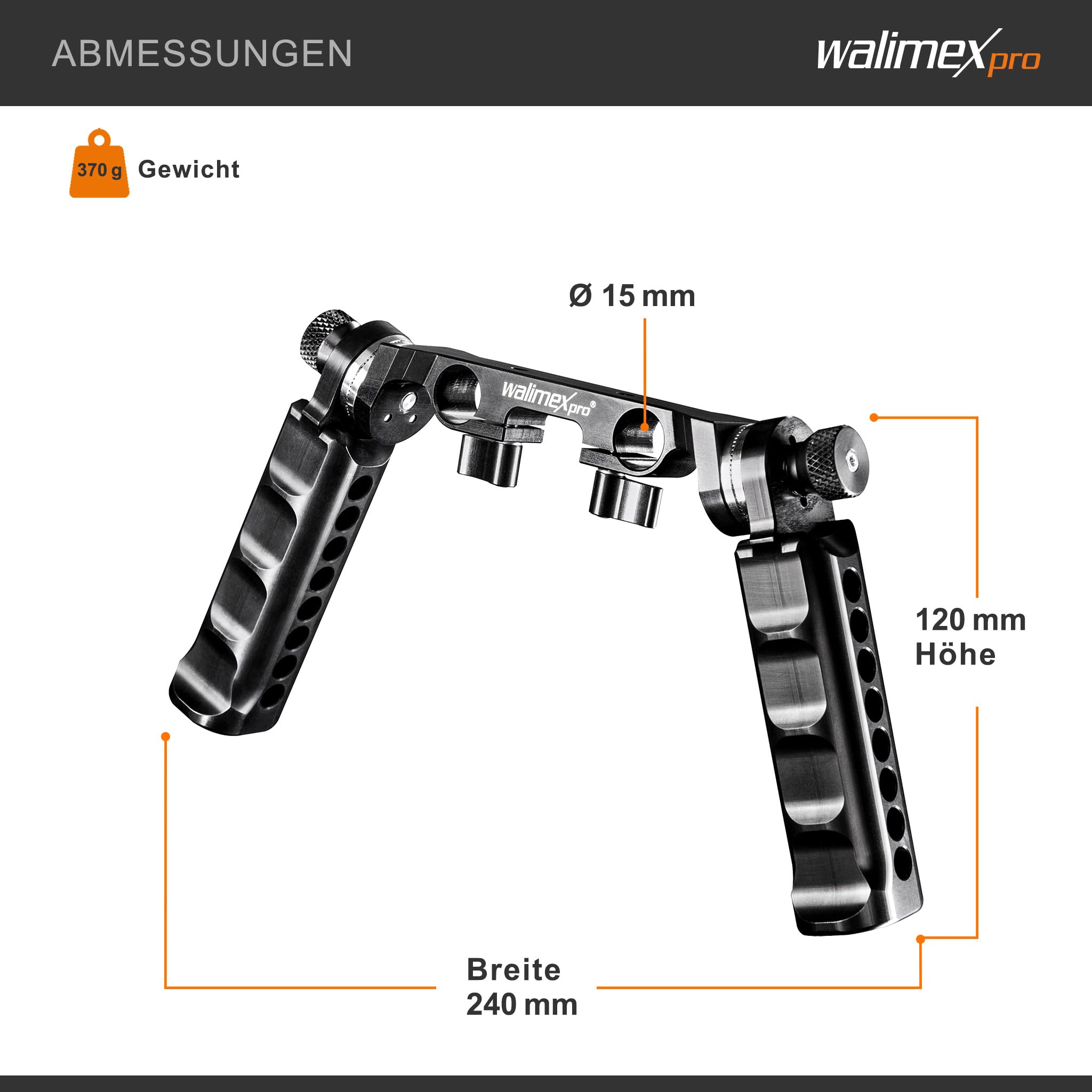 Walimex Pro 19900 Stabilisateur d'épaule/système de Soutien pour Appareil Photo Reflex/Caméra vidéo 15 mm