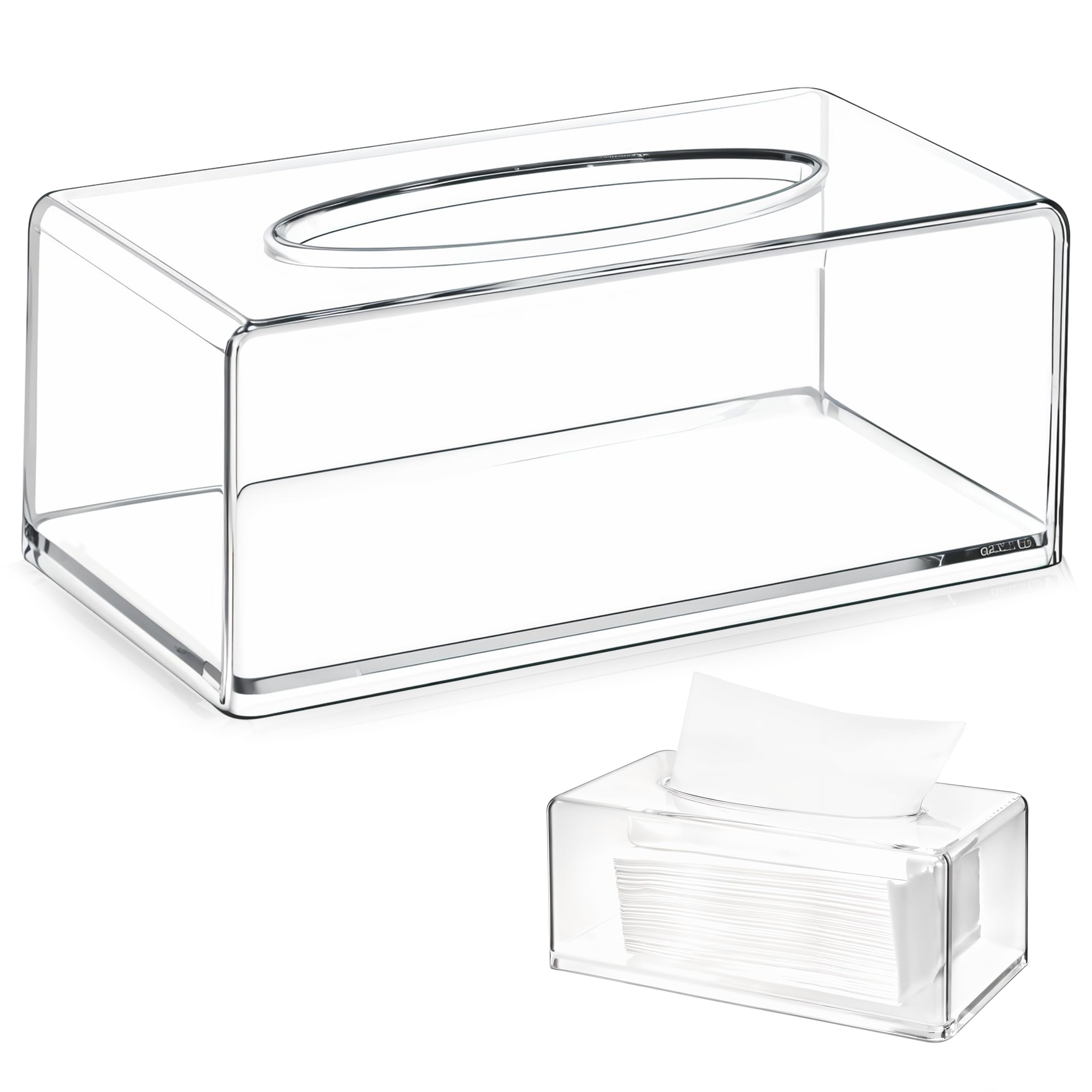 My Happy Home Clear Tissue Dispenser, Acrylic Tissue Box Holder, Bathroom, Desks, Countertops, Vanity, Bedroom, (Rectangle, )