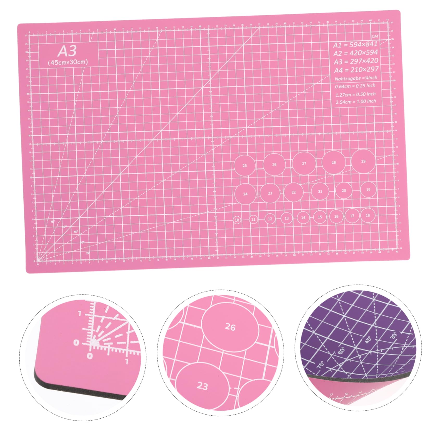 A3 Schneidematte Selbstheilend aus Pvc, Lila für Papier und Stoff