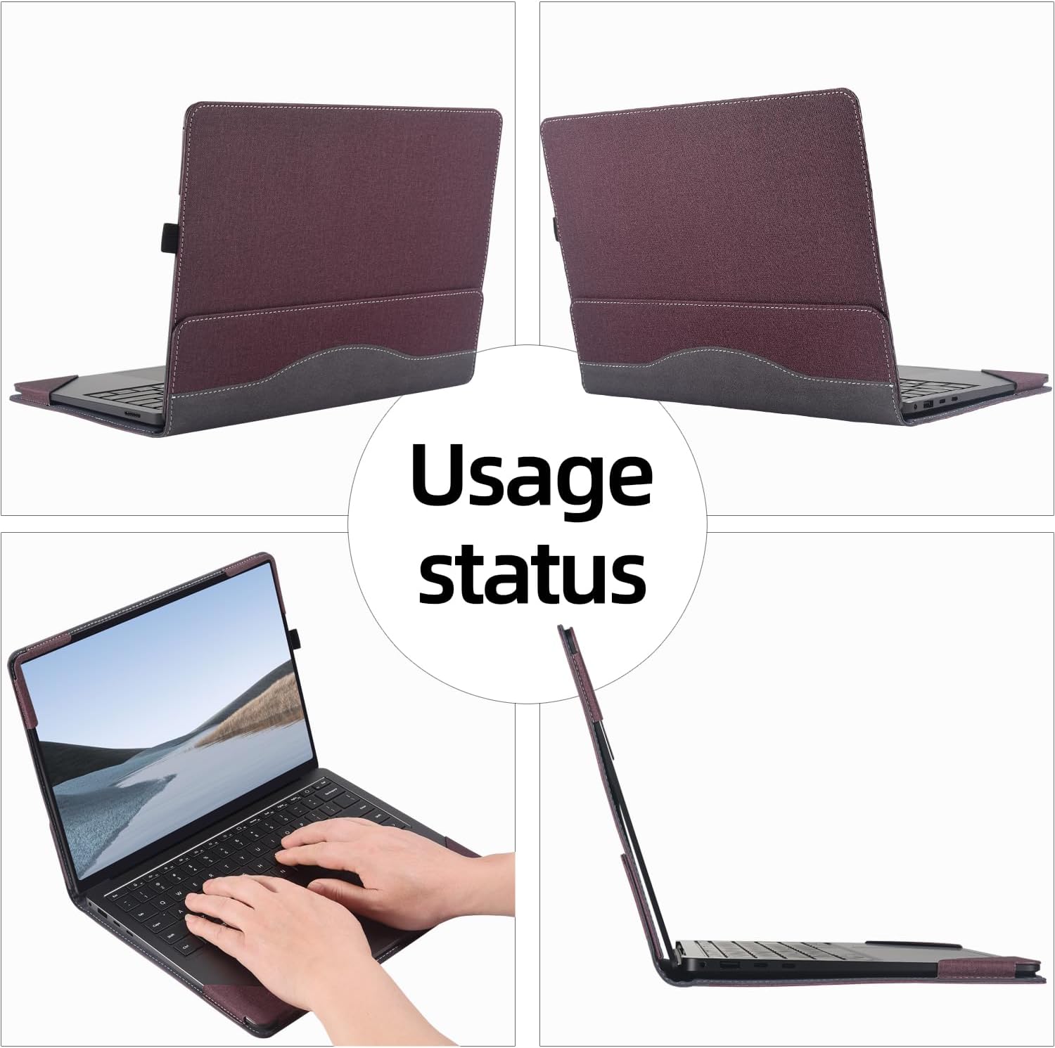 Laptop Case Cover Only for 2024 Microsoft Surface Laptop 7 15 inch (Model 2037 2108) Detachable Notebook Sleeve Computer Protective Bag Heat Dissipation Hole (Wine red, 15)