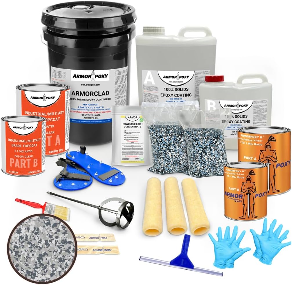 ArmorPoxy 100% Solids Luxury Design Epoxy Floor Kit - Gravel, 600 Sq Ft