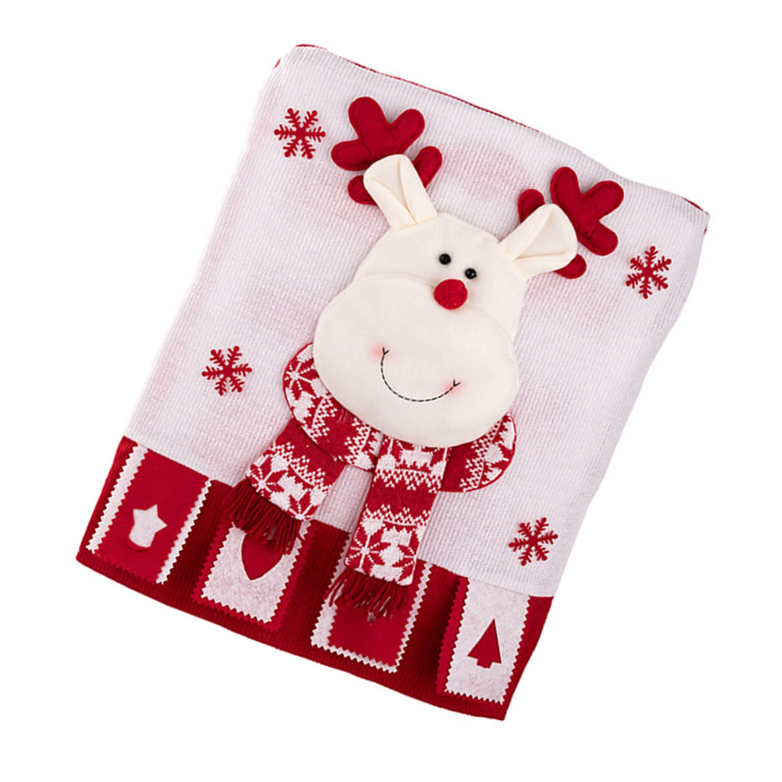 Hsioluted Stretchable Christmas Seat Cover Breathable Materials Quick Setups Portable for Living Room Dining Room Holiday Season Elastics Chair Cover