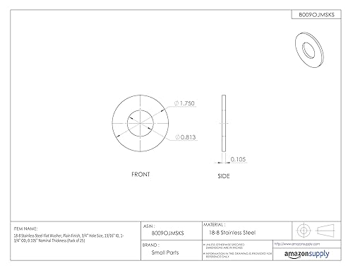 Miniatura 2 de 18-8 roldana de acero inoxidable, acabado plano, pulgadas, 25