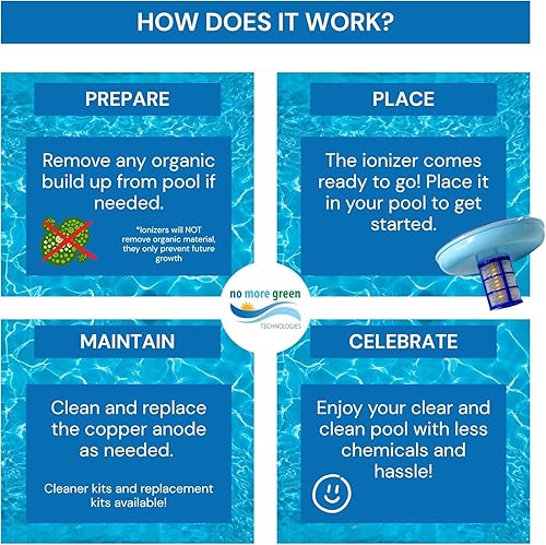 Miniatura 2 de Ionizador solar original para piscinas | Limpiador de piscinas, utiliza hasta un 85% menos de cloro, para piscinas de hasta 35,000 galones, programa