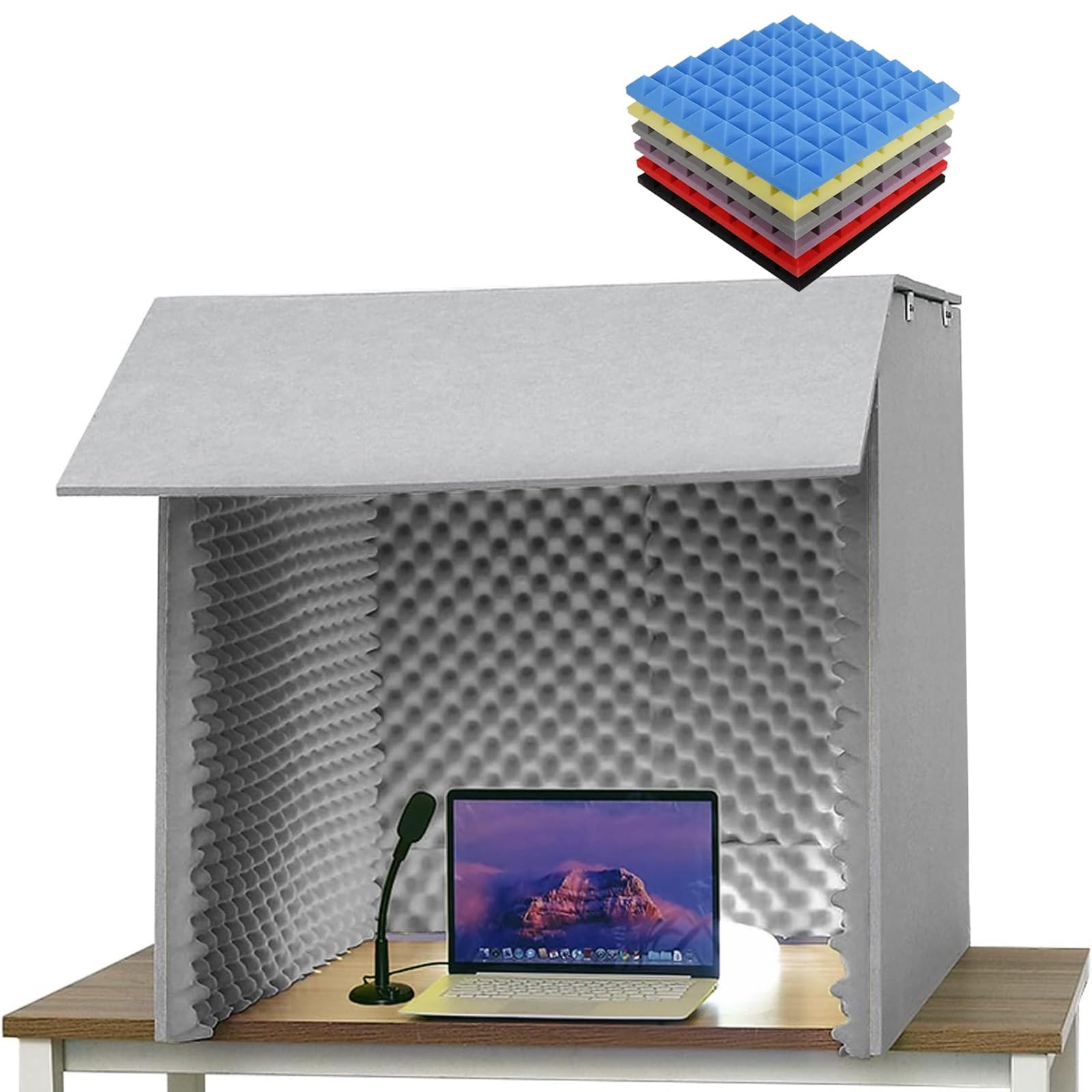 Cabina vocal portátil para grabación, caja de aislamiento de micrófono insonorizada, fácil de montar, diseño ignífugo, ideal para estudios en casa y producción de audio