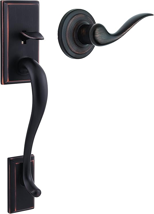 Weiser Hawthorne Bronze Handle Set with Reversible Toluca Interior Door Handle/Front