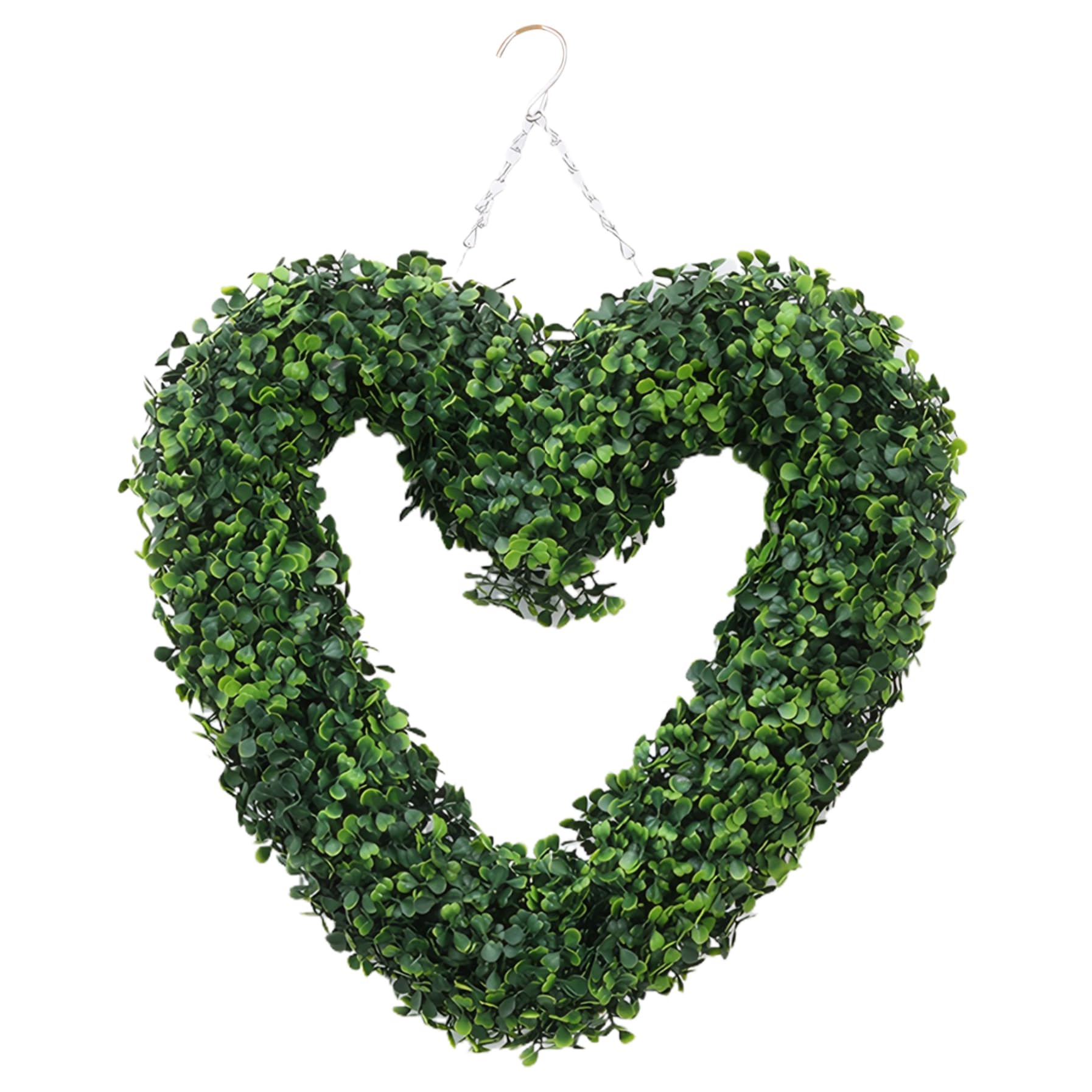 CAKEEYUM Boxwood Wreath, 16.5 Inch Heart-Shape Artificial Green Wreaths for Front Door, Hanging Summer Door Wreath, Front Wreaths for Summer, Party, Home, Wall, Wedding Boxwood, Green f