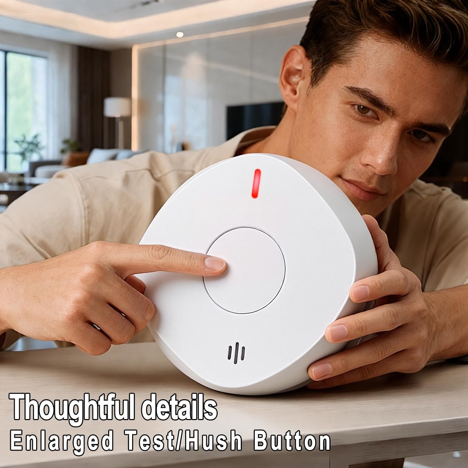 Smoke Detector Carbon Monoxide Detector Combo 10 Year Battery， 2 in 1 Smoke Detector, LED Warning Light Indicators, White, 4 Pack - Image 4