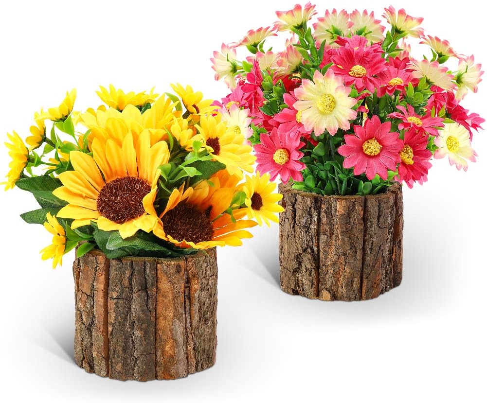 AceList Artificial Sunflowers, Fake Flowers/Fake Potted Plants Artificial Plants Indoors In Pots Yellow Decorative Artificial Flowers Indoors for Home Office Grave